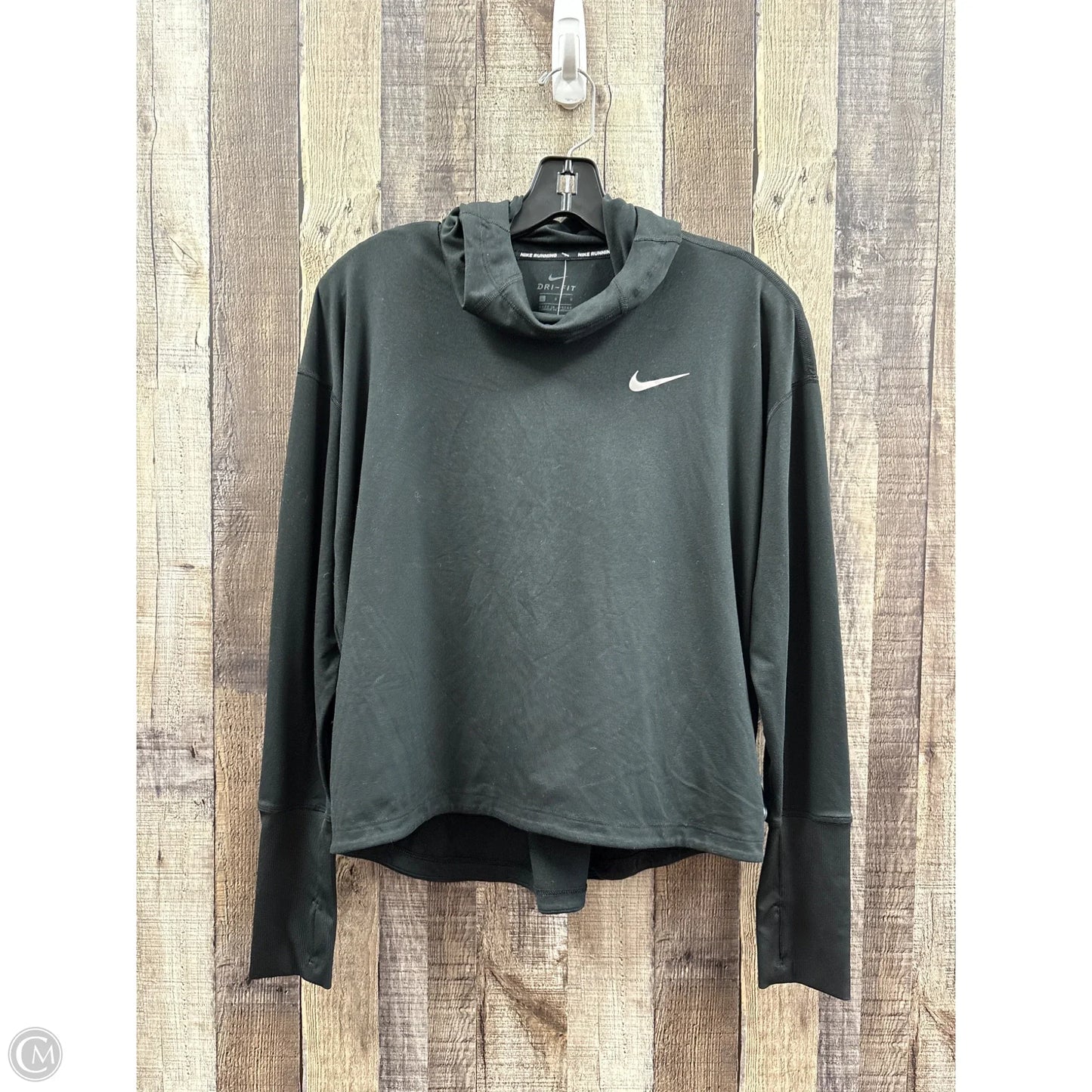 Athletic Top Long Sleeve Hoodie By Nike In Black, Size: L
