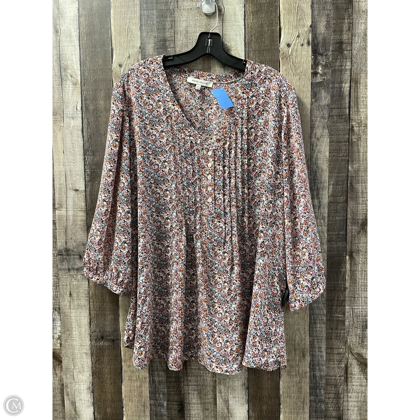 Top Long Sleeve By Rose And Olive In Floral Print, Size: 2x