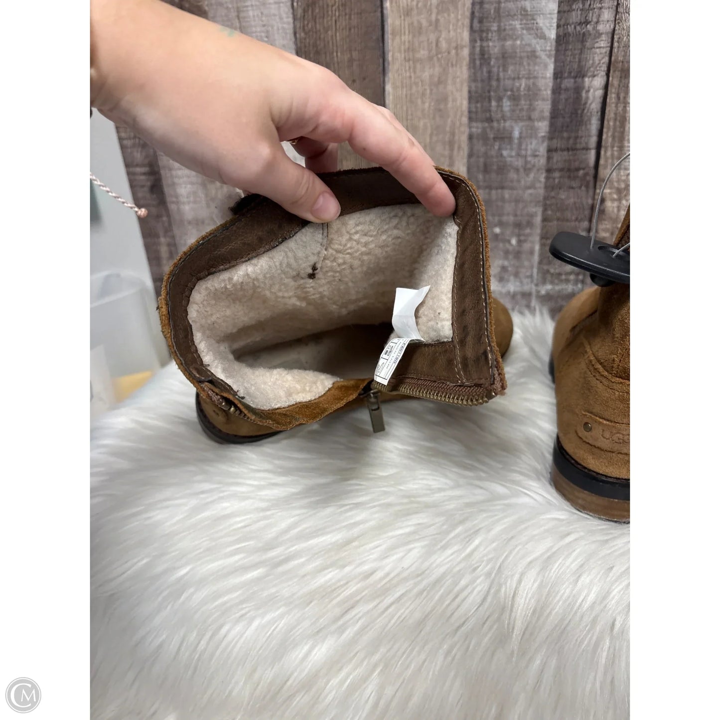 Boots Designer By Ugg In Brown, Size: 8