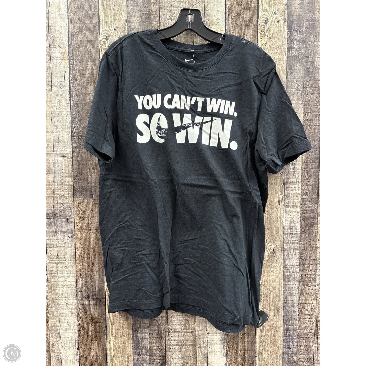 Athletic Top Short Sleeve By Nike In Black, Size: L
