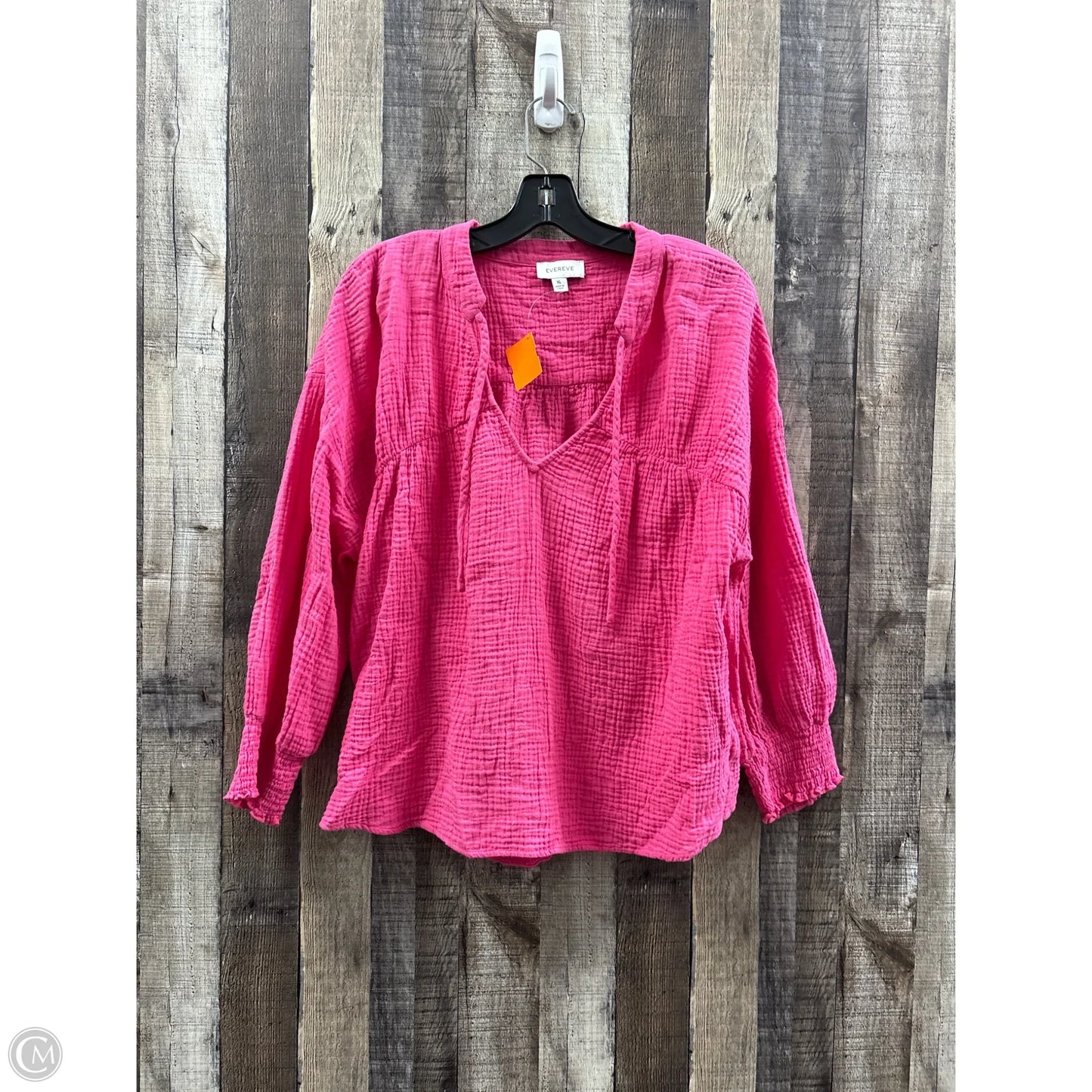 Top Long Sleeve By Evereve In Pink, Size: Xl