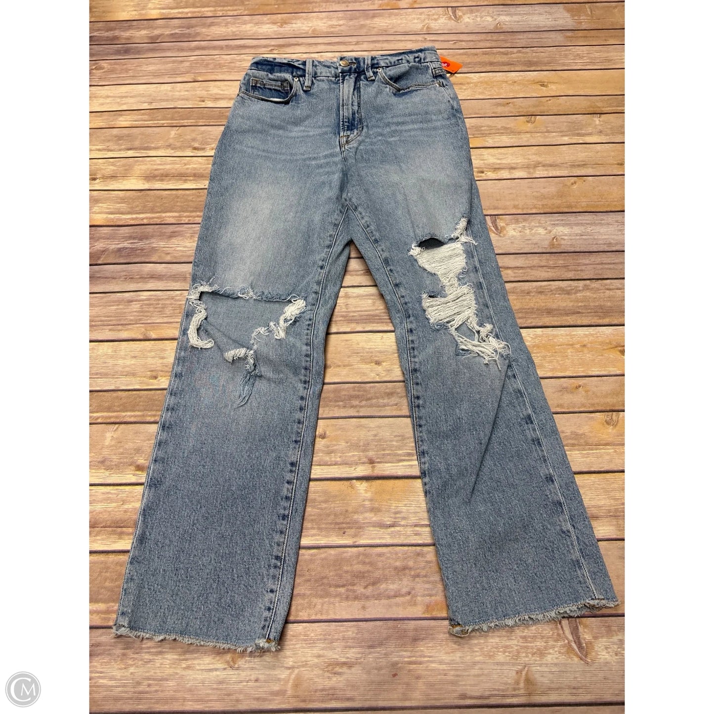 Jeans Straight By Good American In Blue Denim, Size: 4