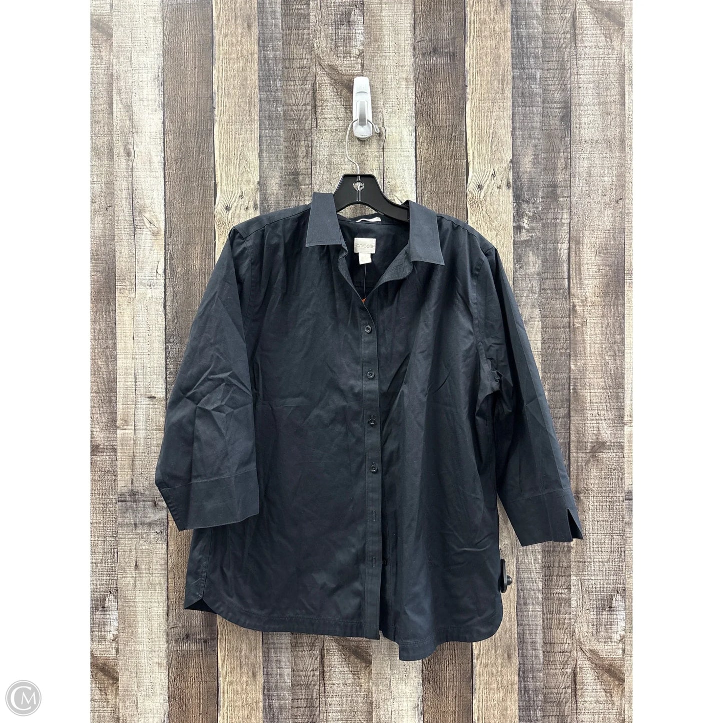 Top 3/4 Sleeve By Chicos In Black, Size: L