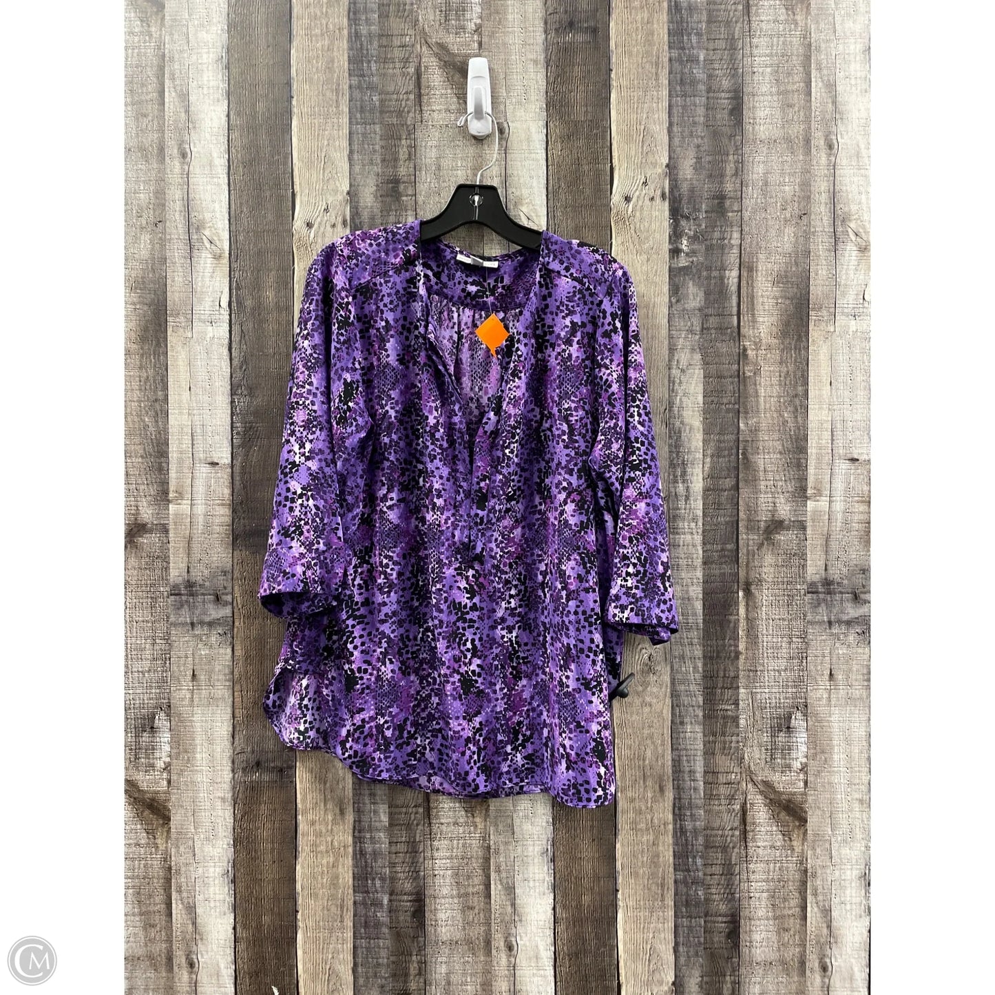 Top 3/4 Sleeve By Dana Buchman In Purple, Size: Xl