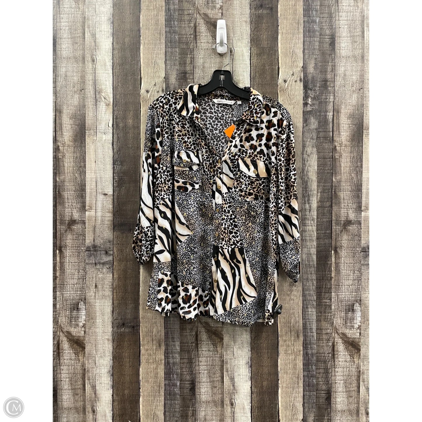 Top 3/4 Sleeve By Emily Daniels In Animal Print, Size: Xl