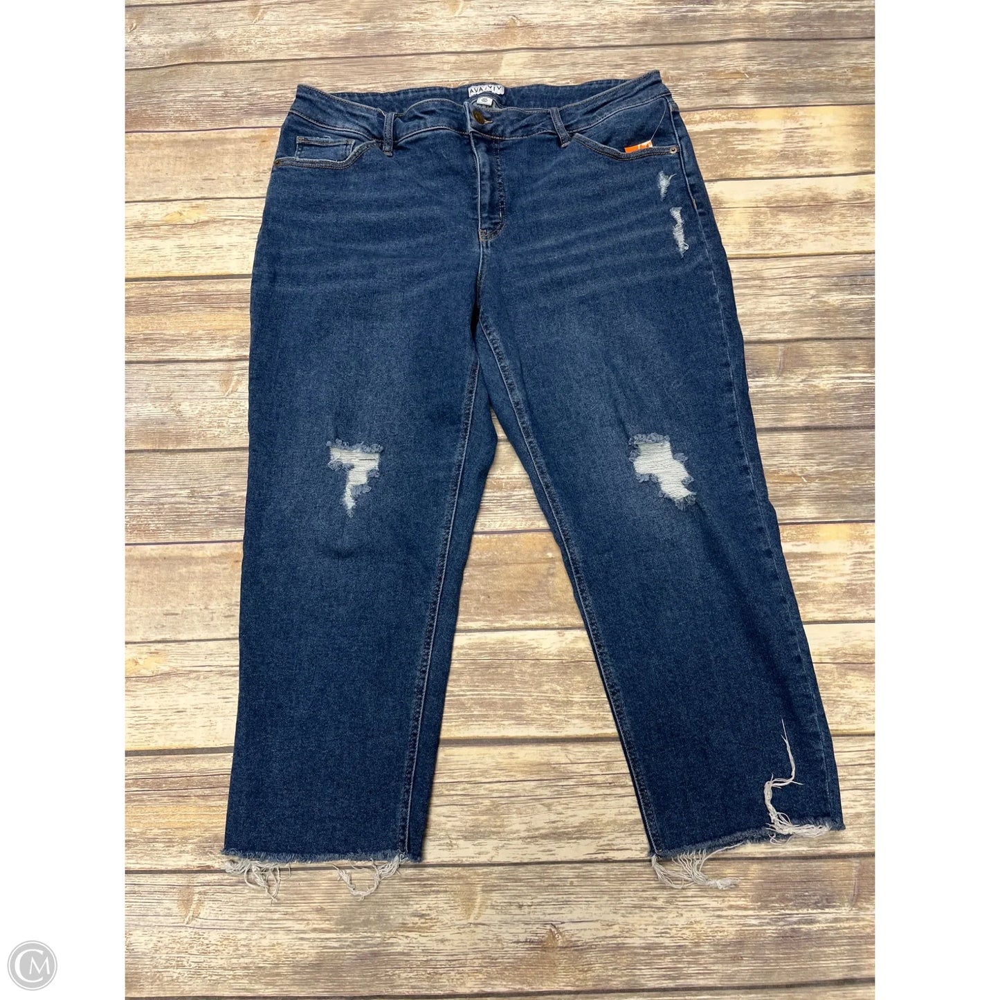 Jeans Straight By Ava & Viv In Blue Denim, Size: 18