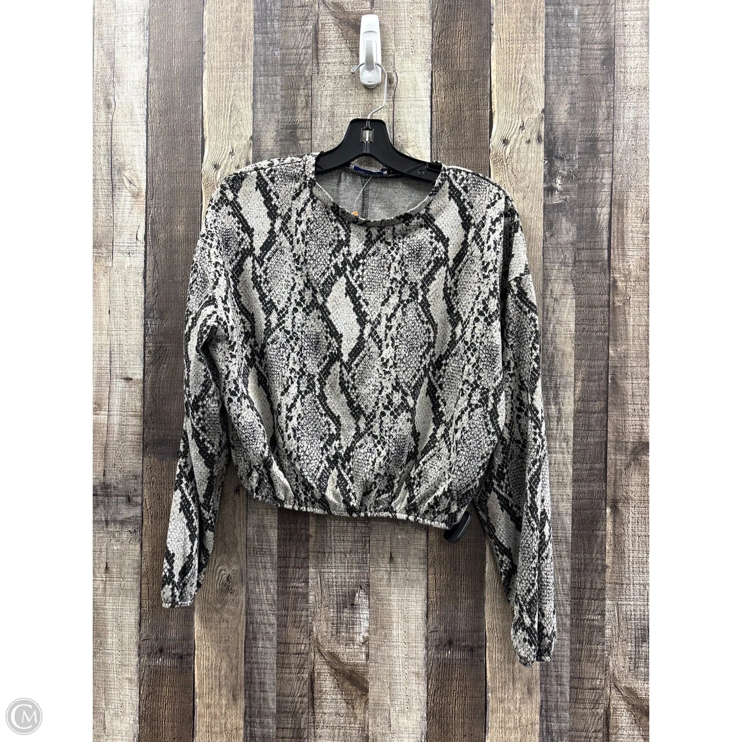 Top Long Sleeve By Zara In Snakeskin Print, Size: L
