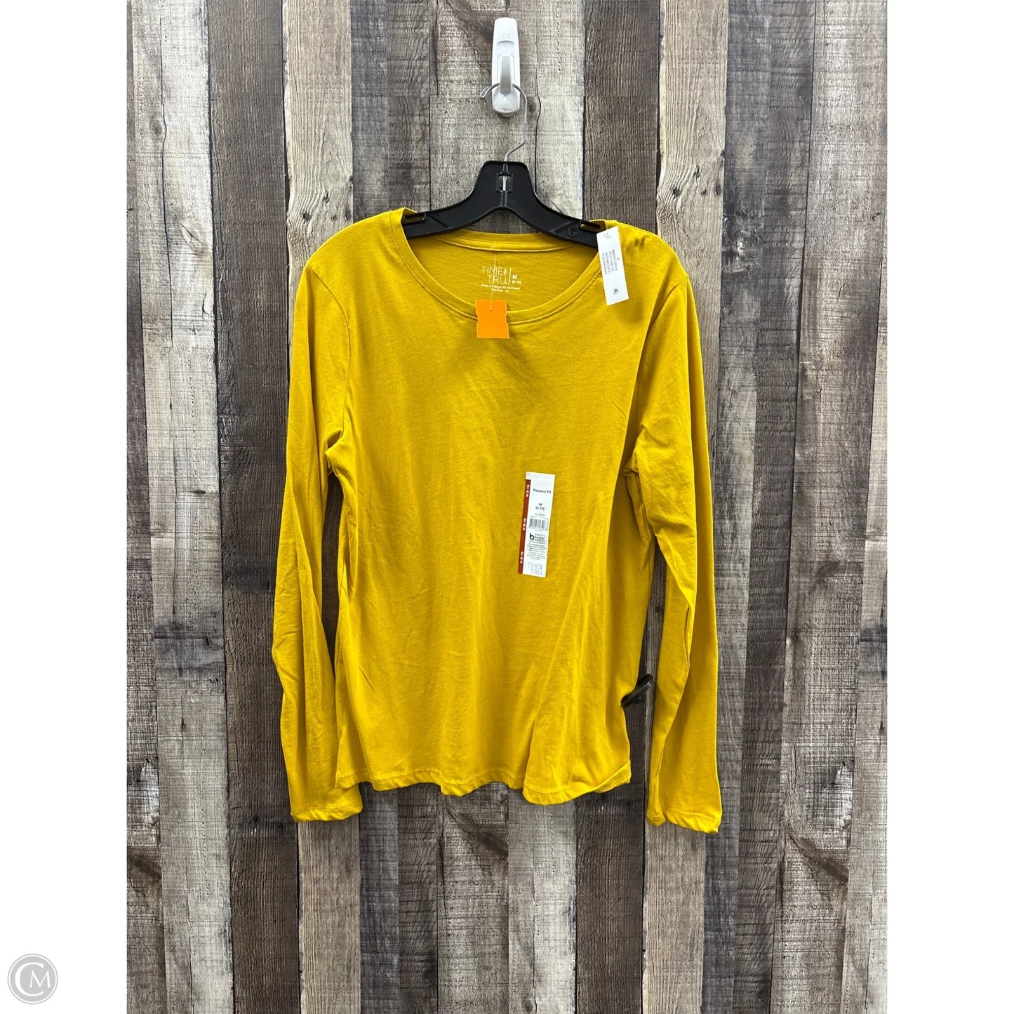 Top Long Sleeve Basic By Time And Tru In Gold, Size: M