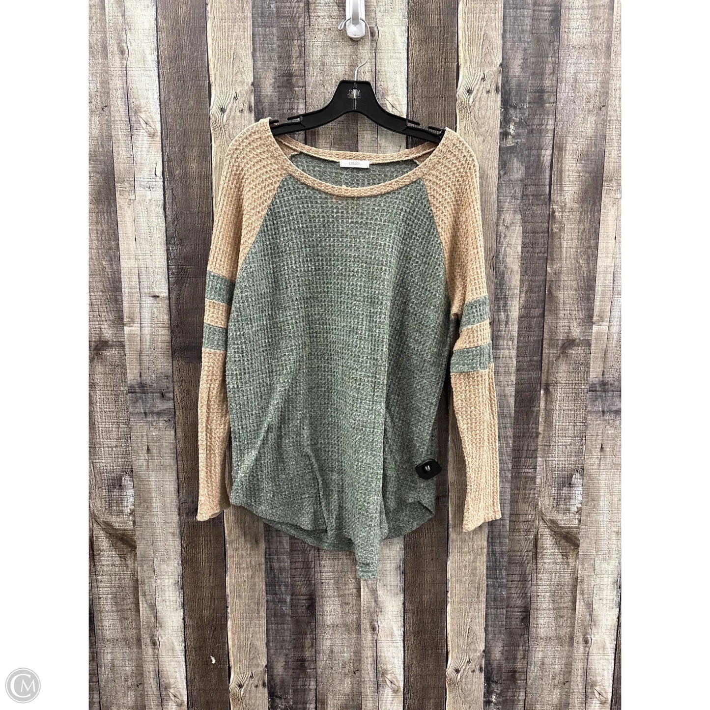 Top Long Sleeve By Cherish In Green & Tan, Size: M