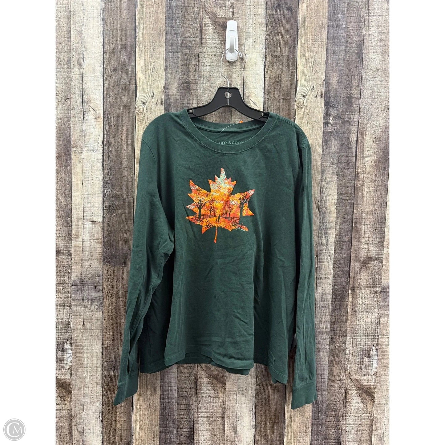 Top Long Sleeve By Life Is Good In Green, Size: 3x
