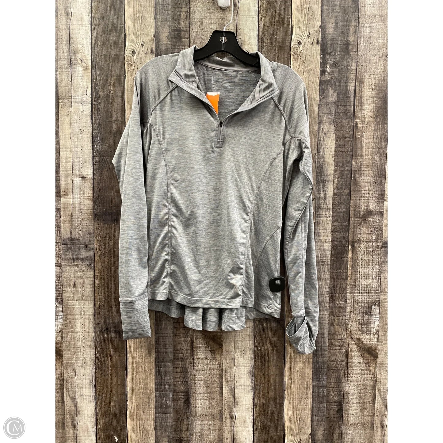 Athletic Top Long Sleeve Collar By Mondetta In Grey, Size: S