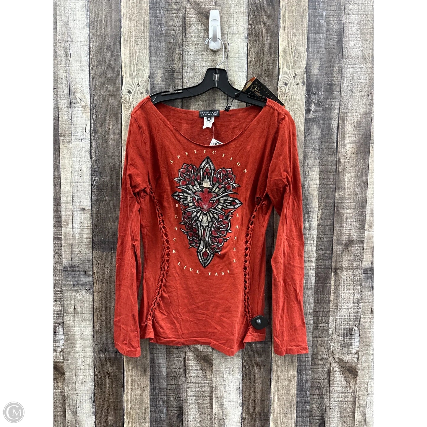 Top Long Sleeve By Black Label In Orange, Size: M