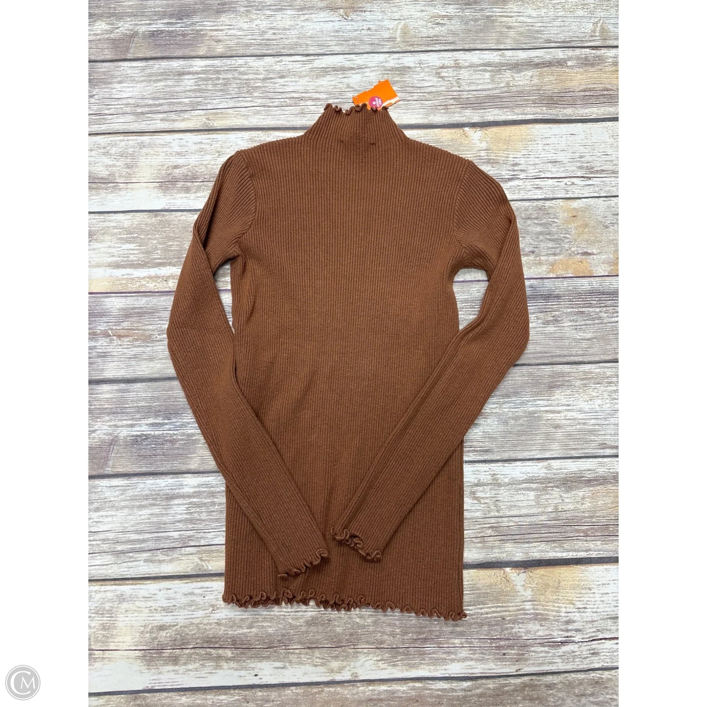 Top Long Sleeve By Cme In Brown, Size: L