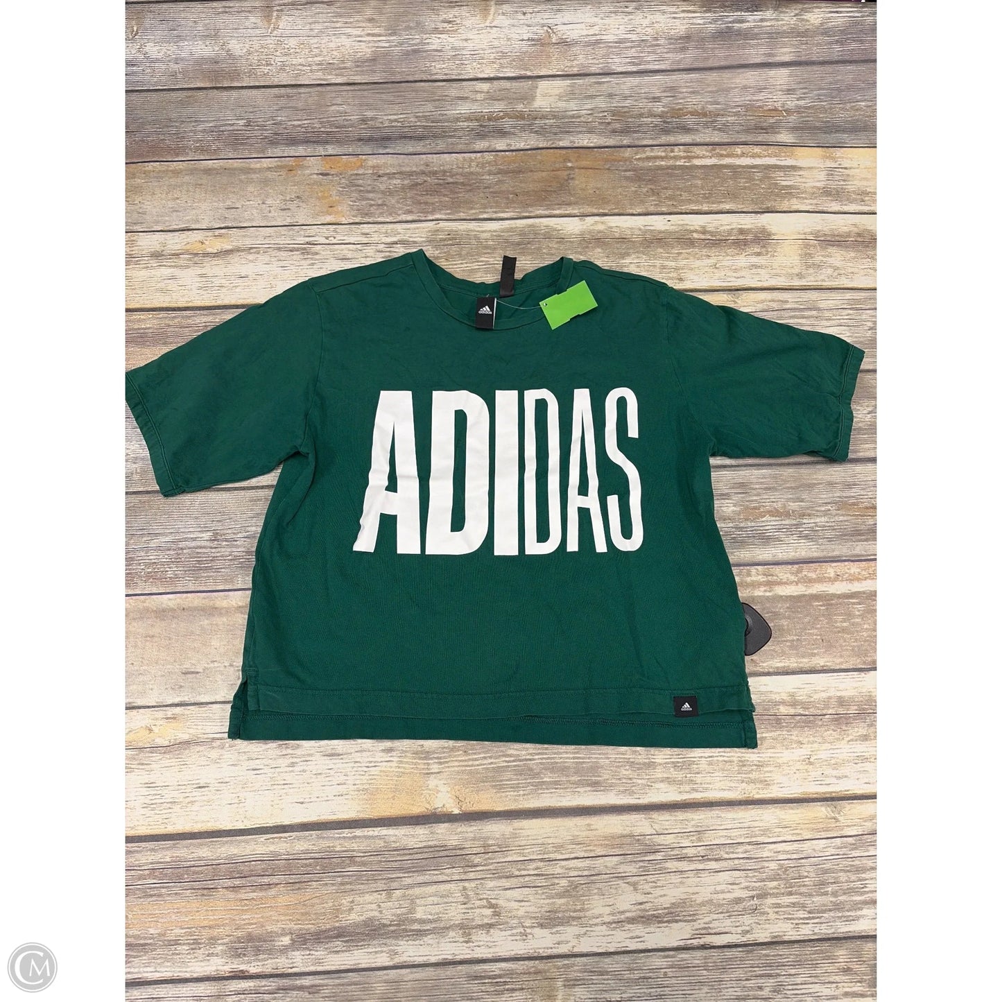 Athletic Top Short Sleeve By Adidas In Green, Size: M
