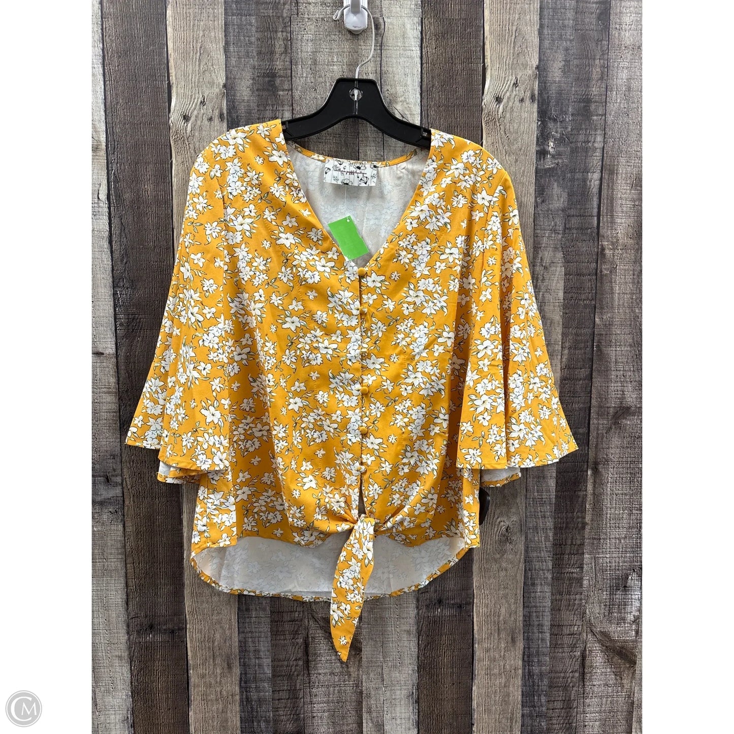 Top 3/4 Sleeve By Cme In Gold, Size: M
