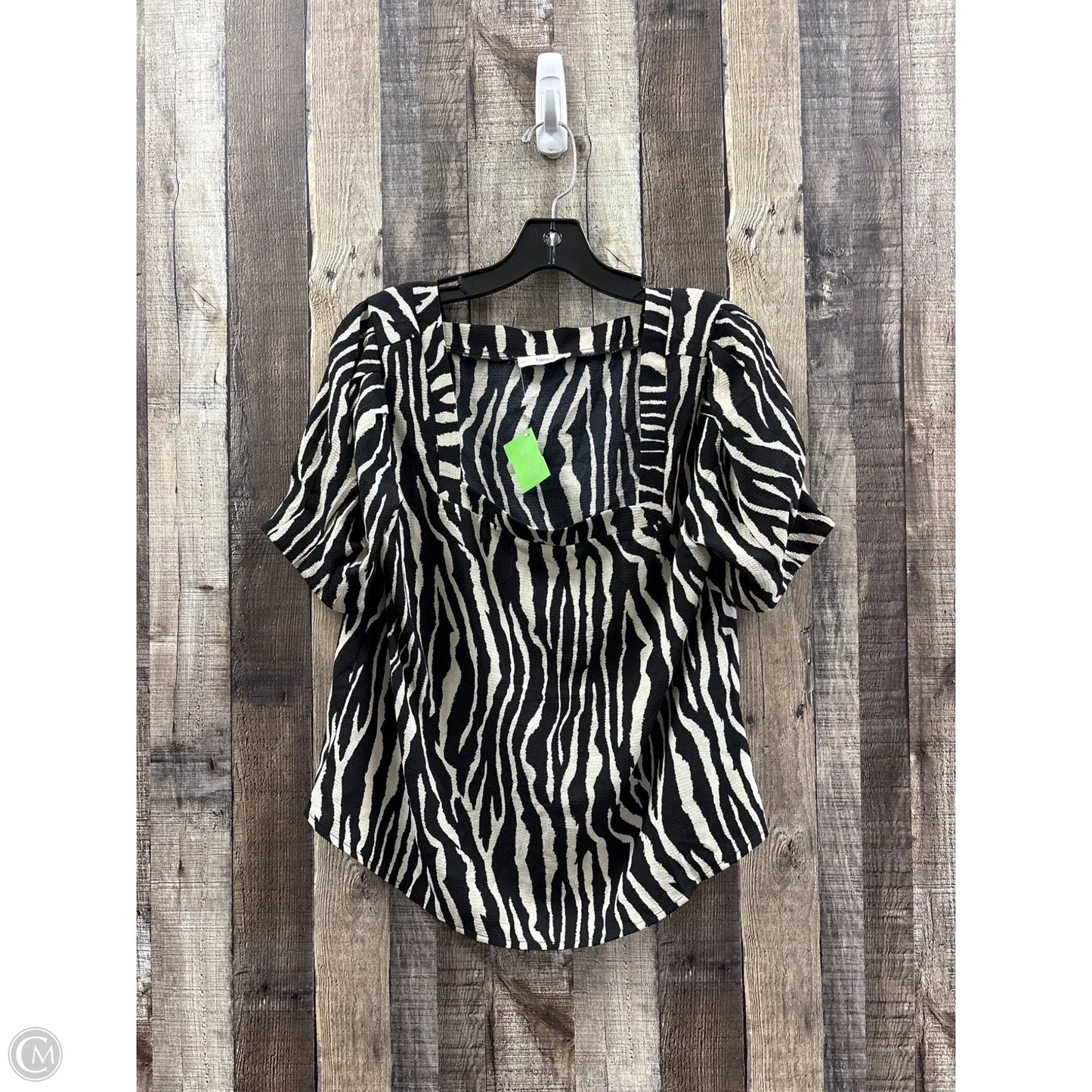 Top Short Sleeve By Timing In Zebra Print, Size: L