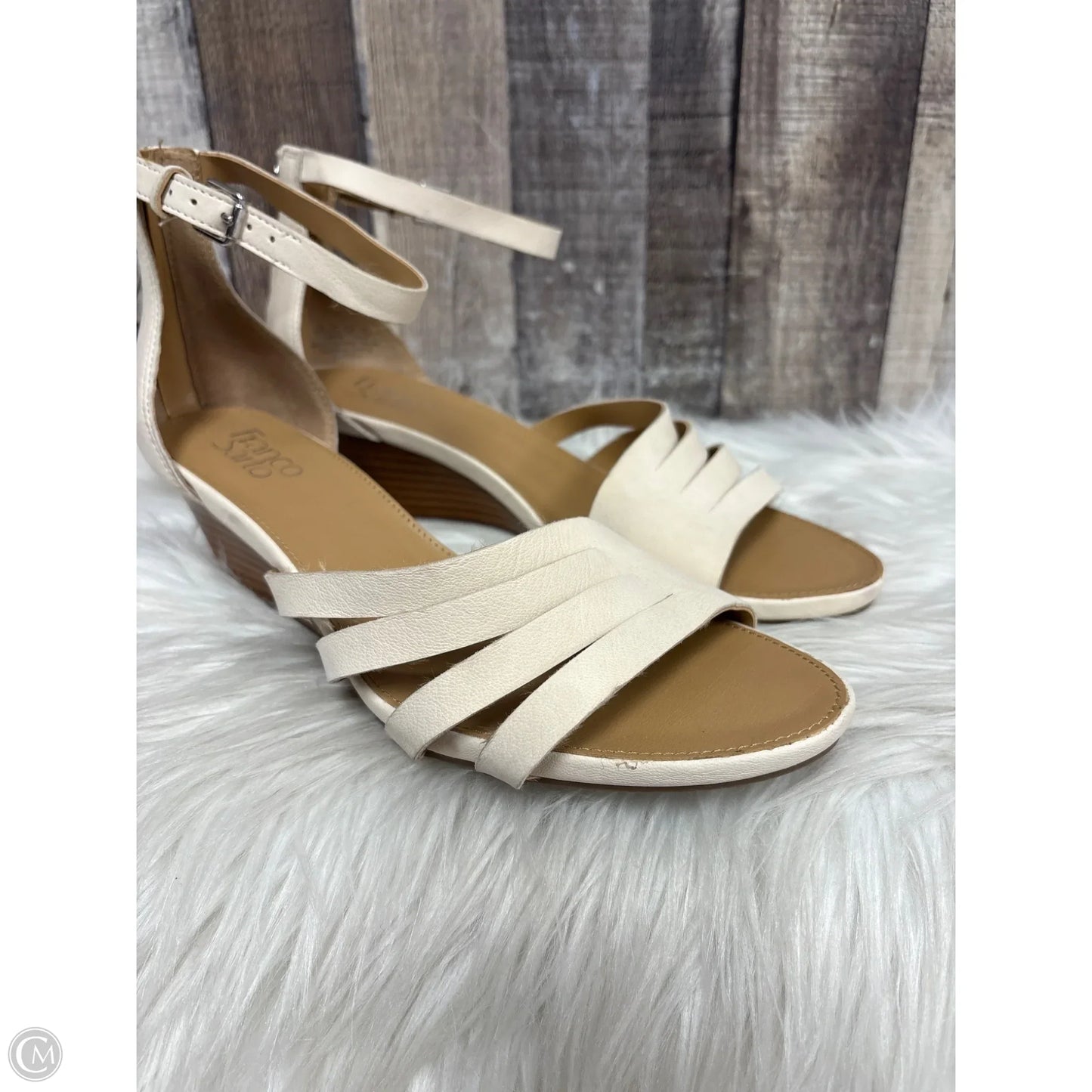 Sandals Heels Wedge By Franco Sarto In Beige, Size: 9.5