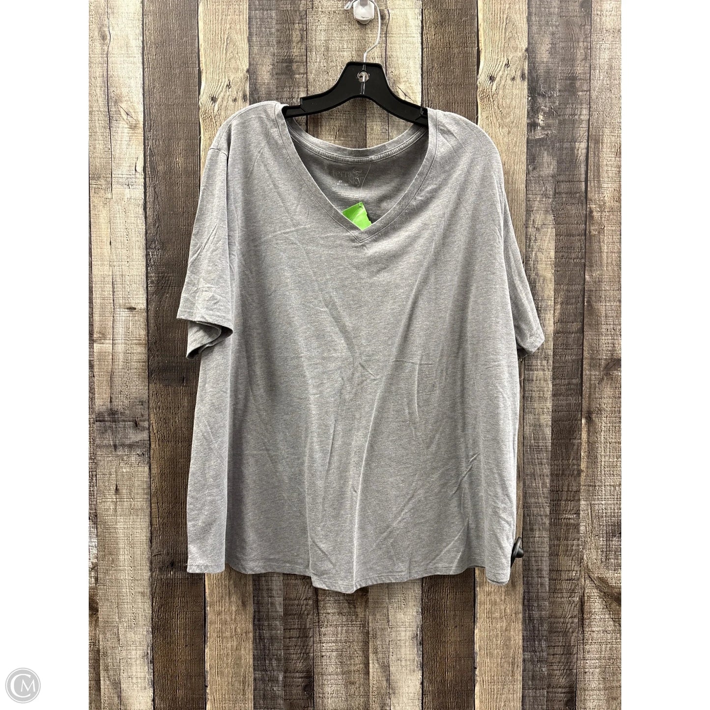 Top Short Sleeve By Terra & Sky In Grey, Size: 2x