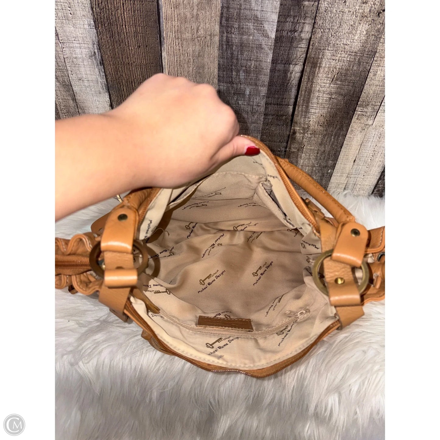 Handbag Leather By Cme, Size: Medium