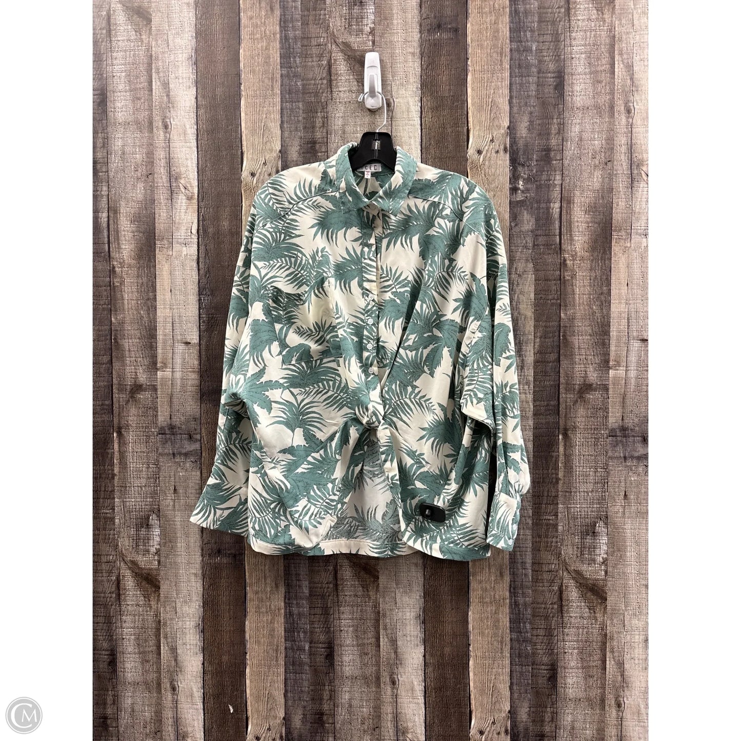 Top Long Sleeve By Tcec In Green, Size: L