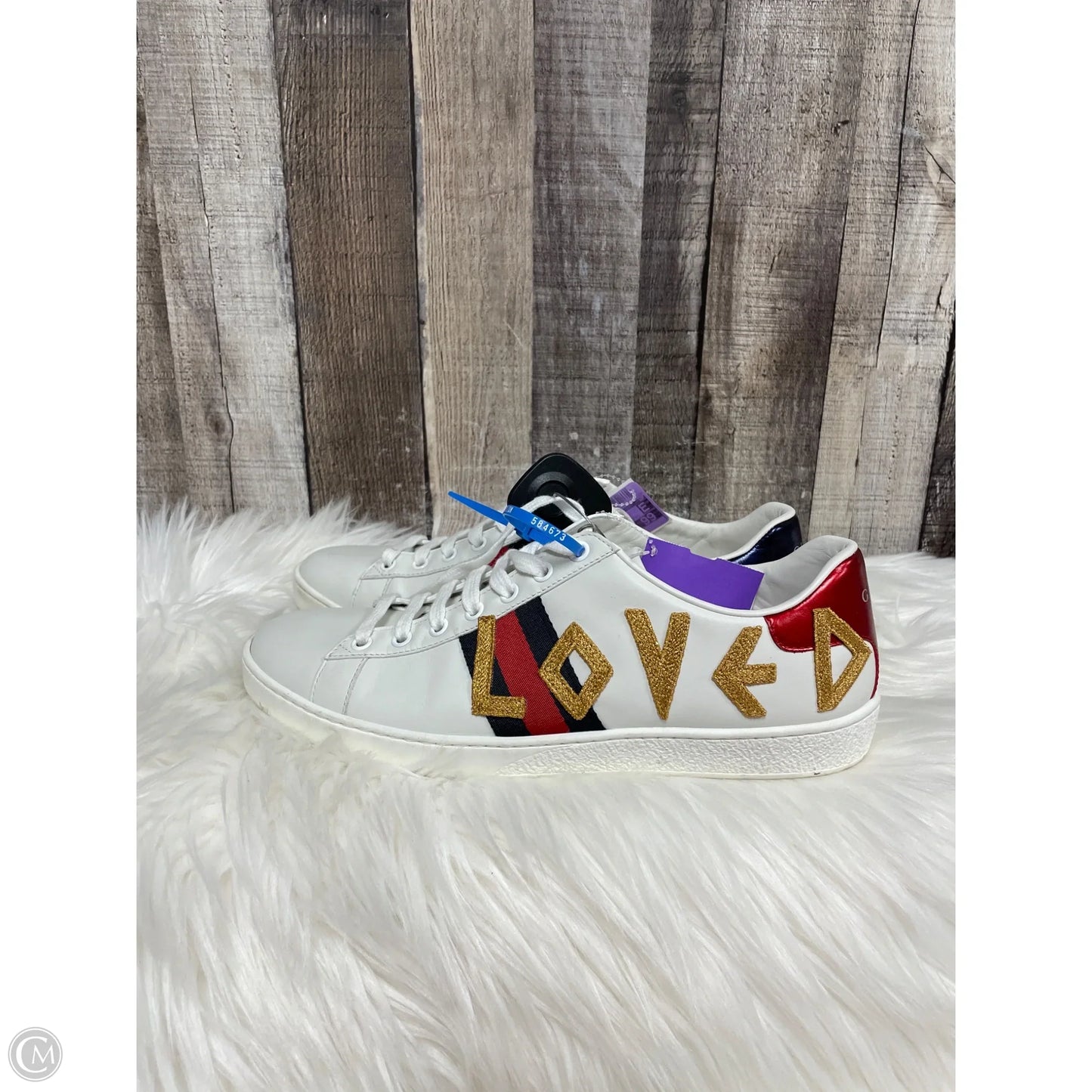 Shoes Luxury Designer By Gucci In White, Size: 9.5