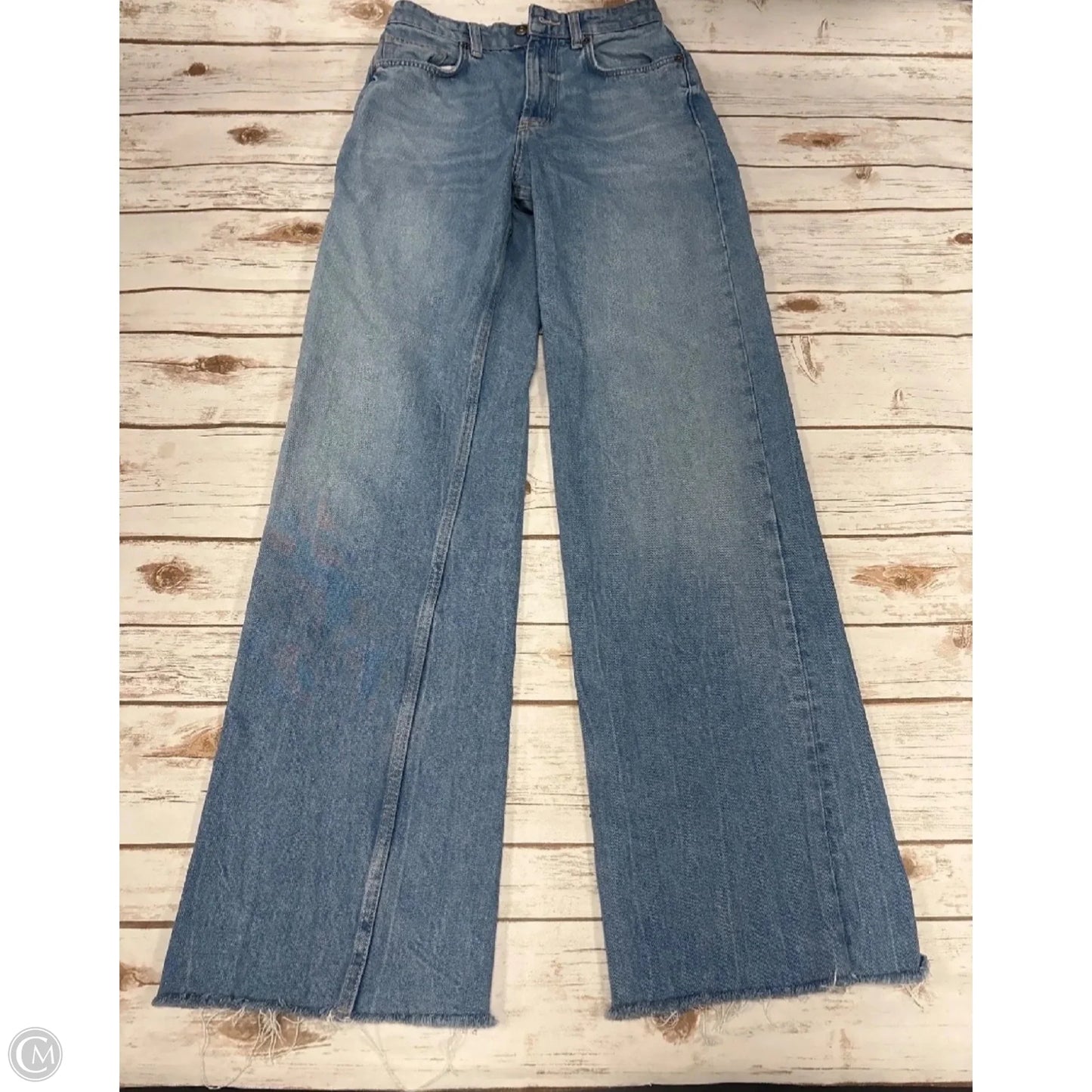Jeans Wide Leg By Zara In Blue Denim, Size: 4