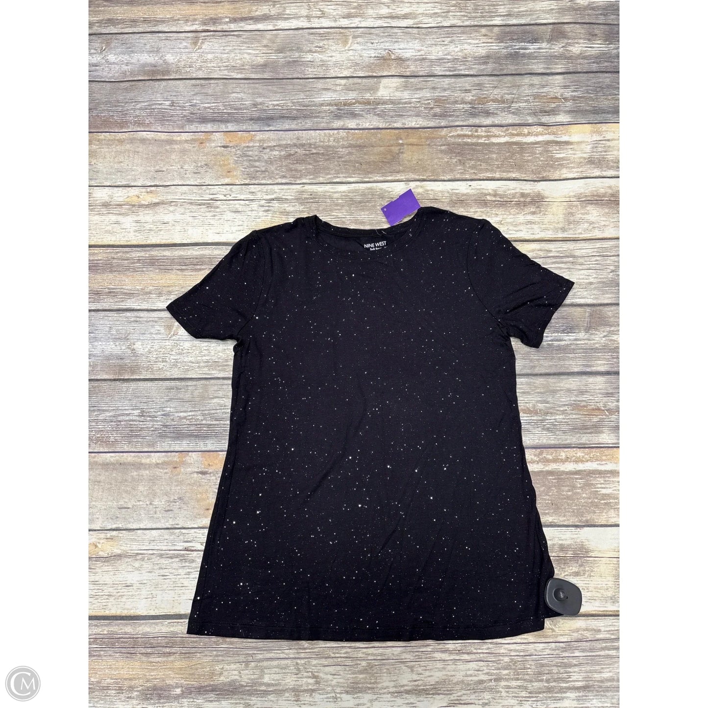Top Short Sleeve Basic By Nine West In Black & Silver, Size: M