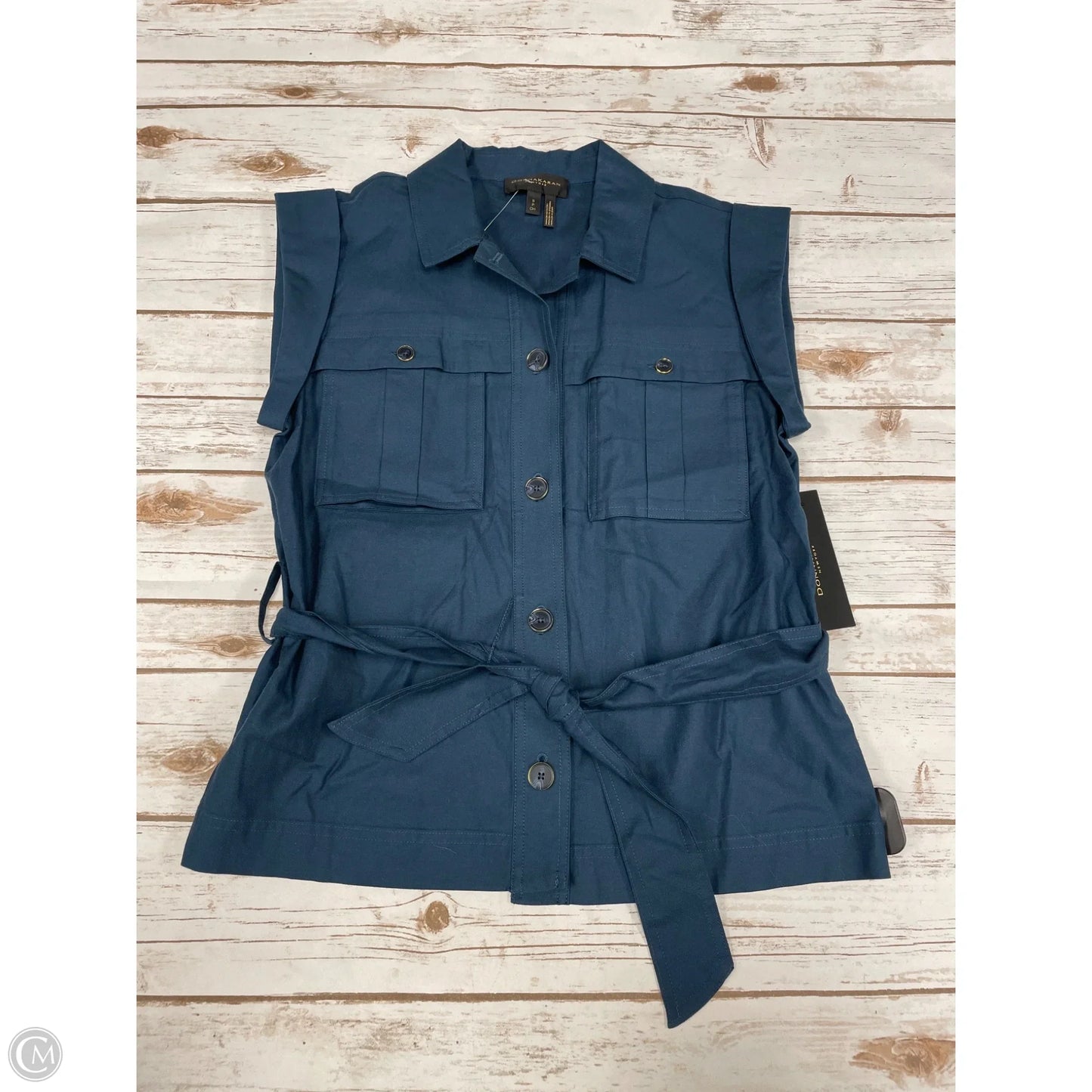 Top Sleeveless By Donna Karan In Blue, Size: S