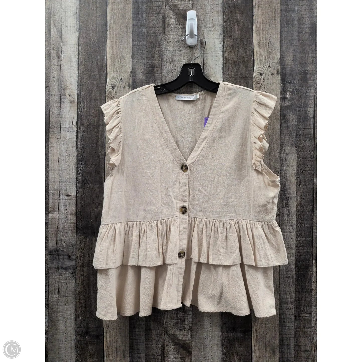 Top Sleeveless By Miss Sparkling In Tan, Size: Xl