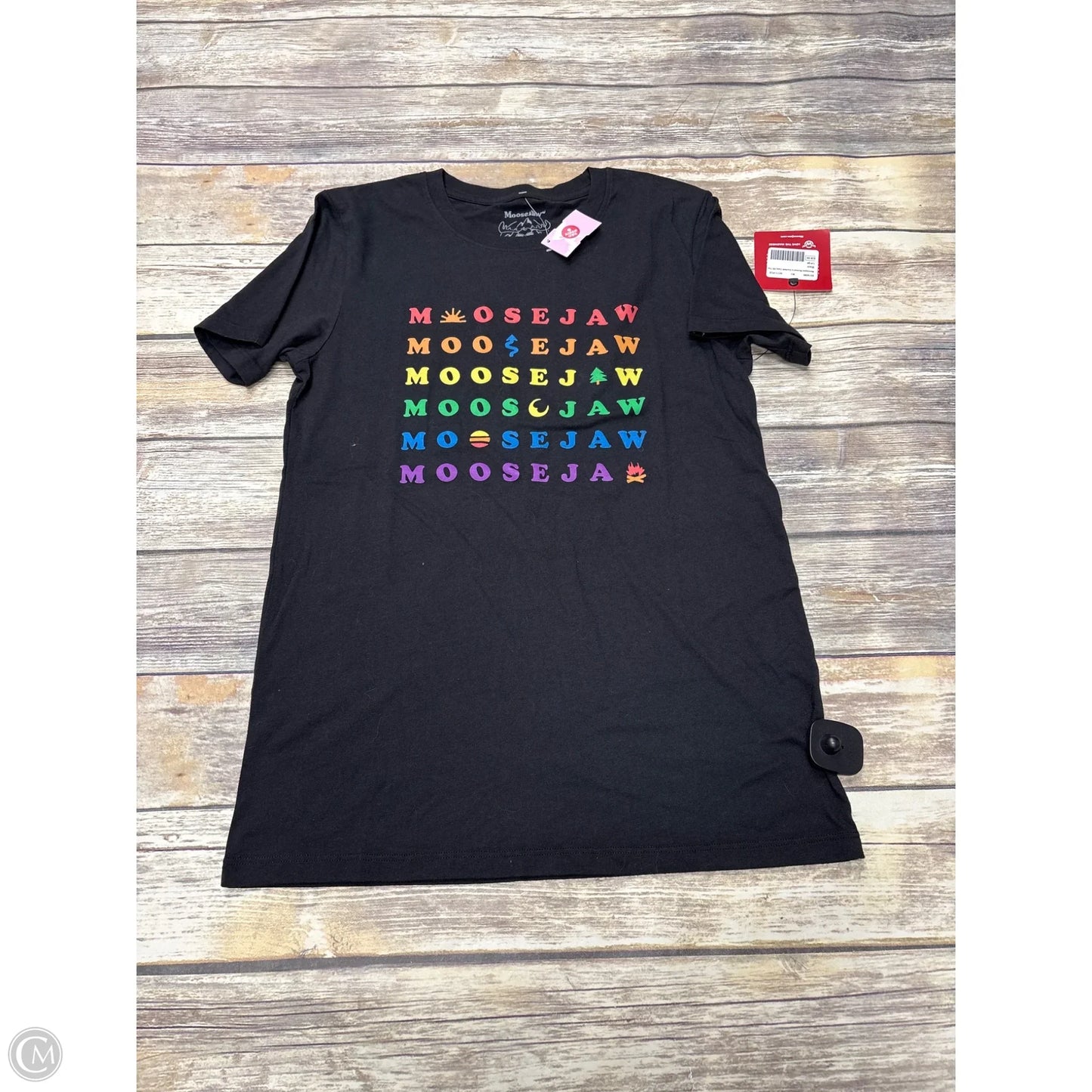 Top Short Sleeve By Cme In Black, Size: L