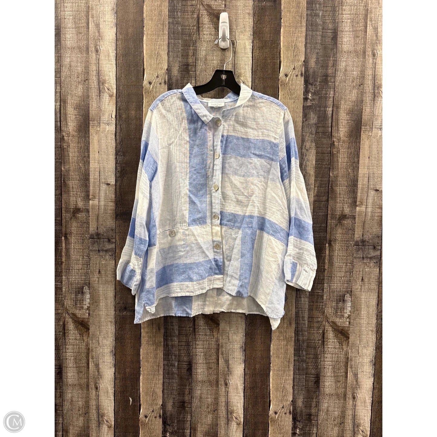 Top Long Sleeve By Habitat In Blue & White, Size: Xl