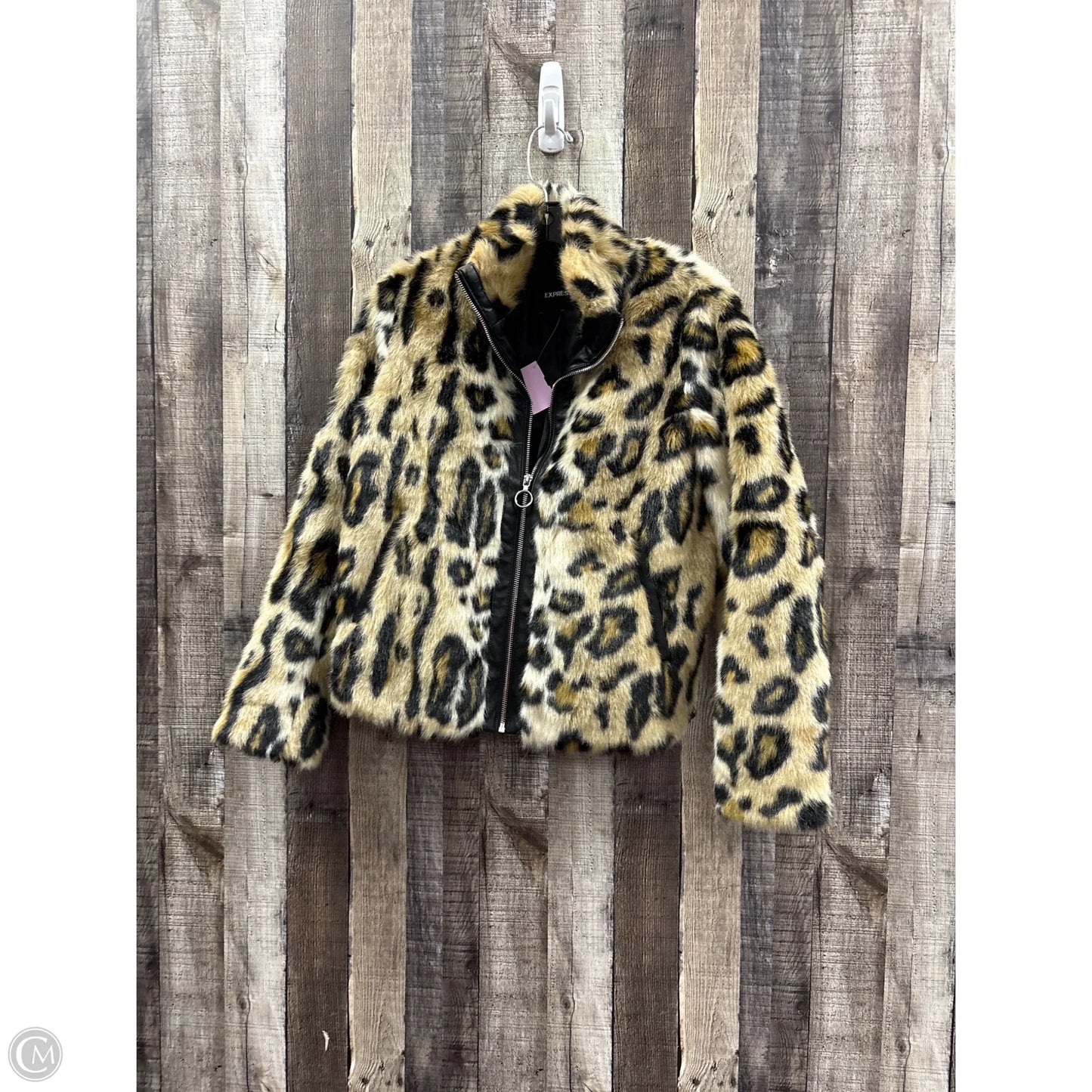 Jacket Faux Fur & Sherpa By Express In Animal Print, Size: Xs