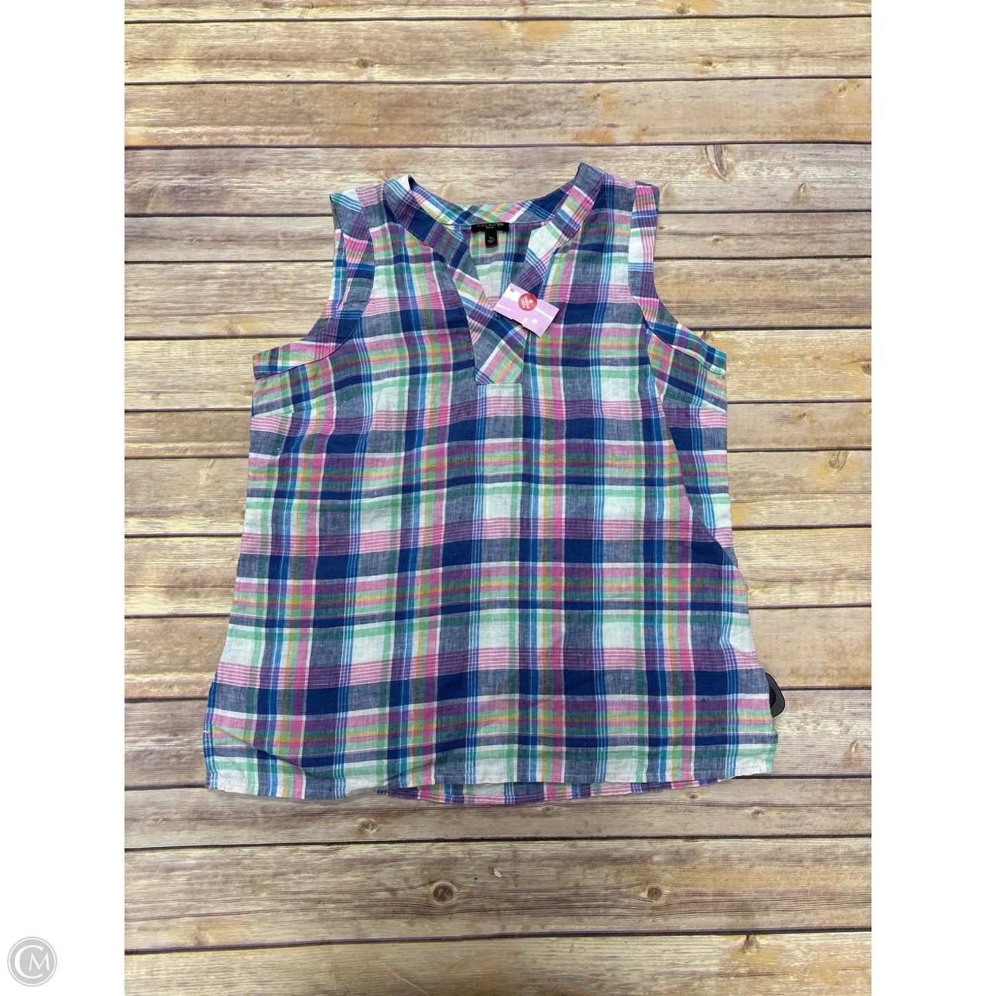 Top Sleeveless By Talbots In Plaid Pattern, Size: Sp
