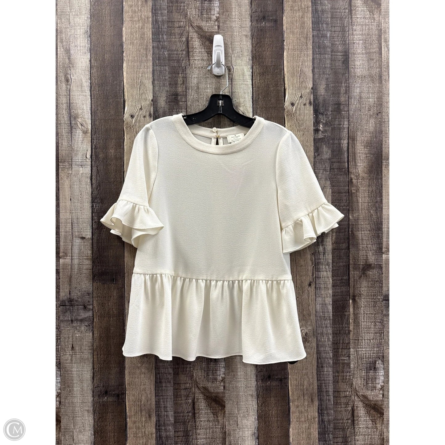 Top Short Sleeve Designer By Kate Spade In Cream, Size: Xs