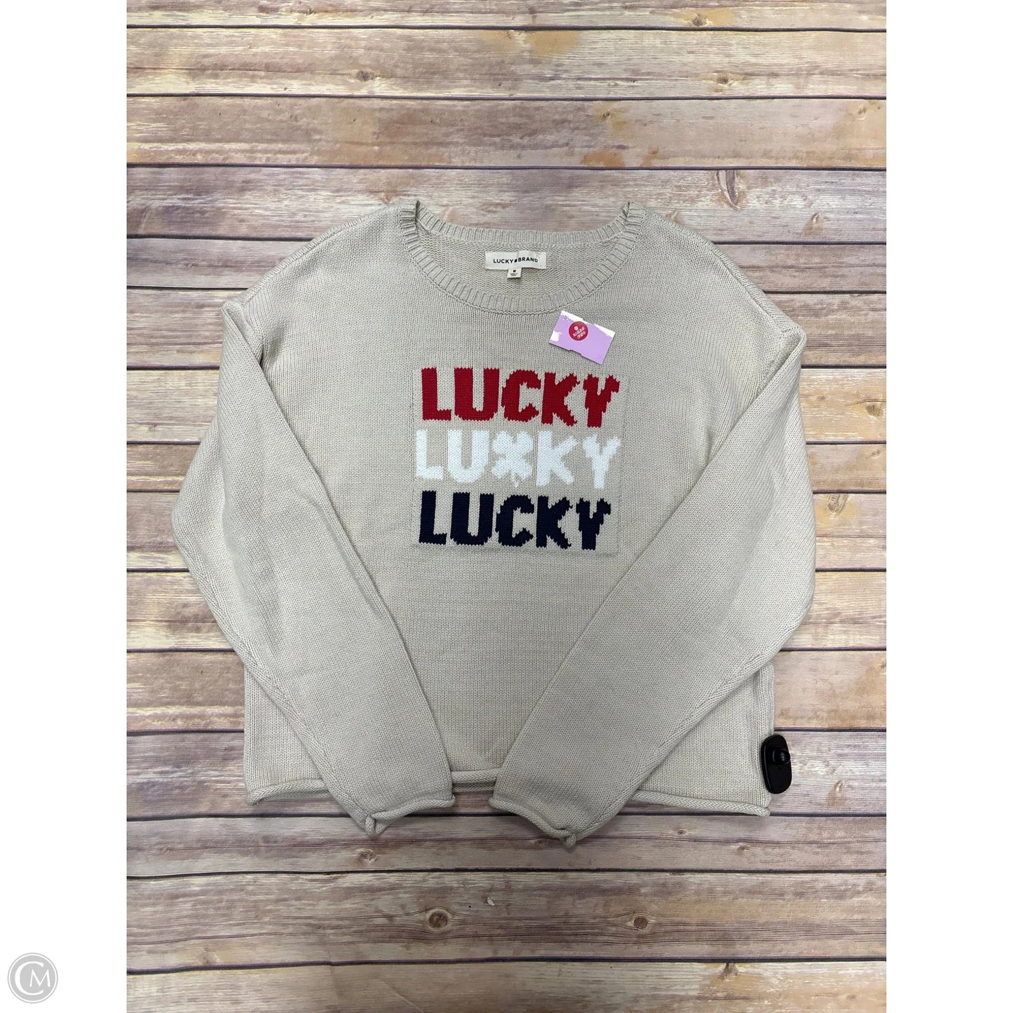 Sweater By Lucky Brand In Beige, Size: M