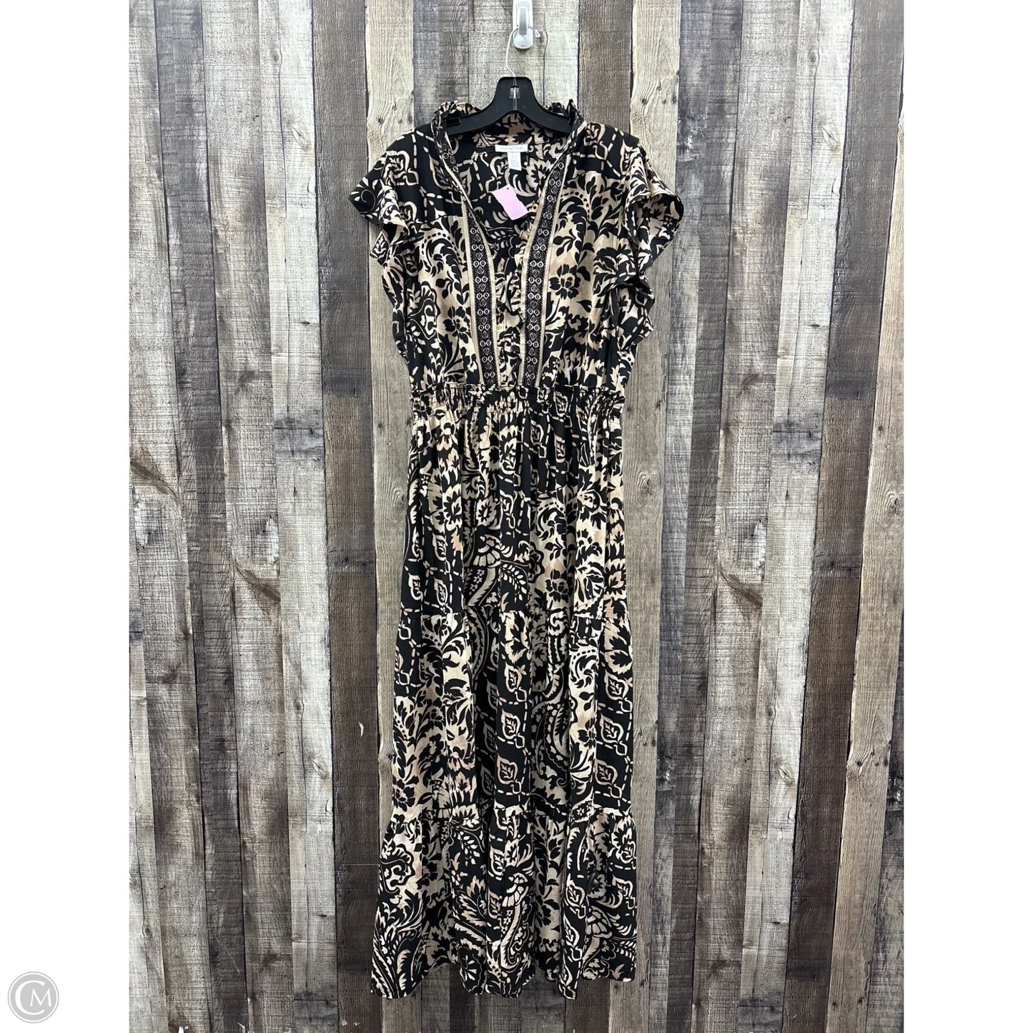 Dress Casual Maxi By London Times In Black & Cream, Size: L