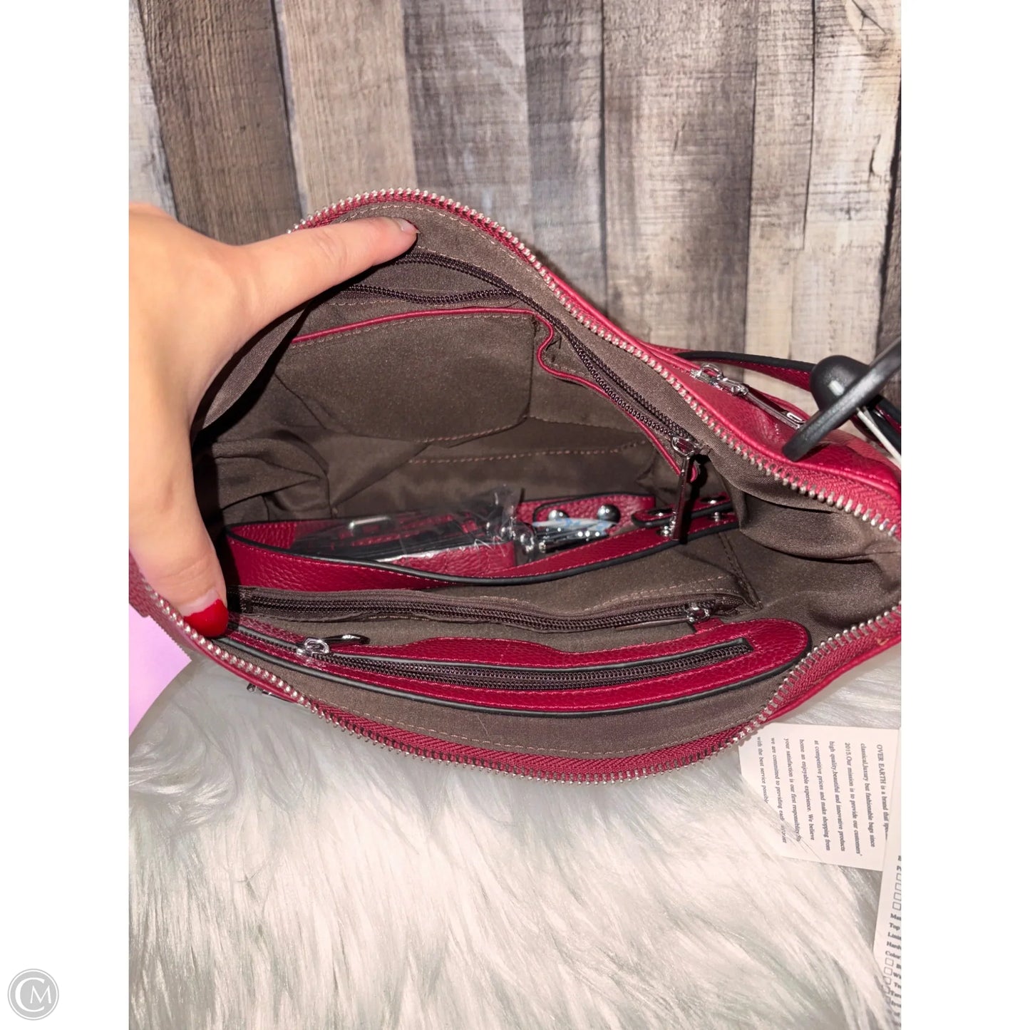 Handbag Leather By Cme, Size: Medium