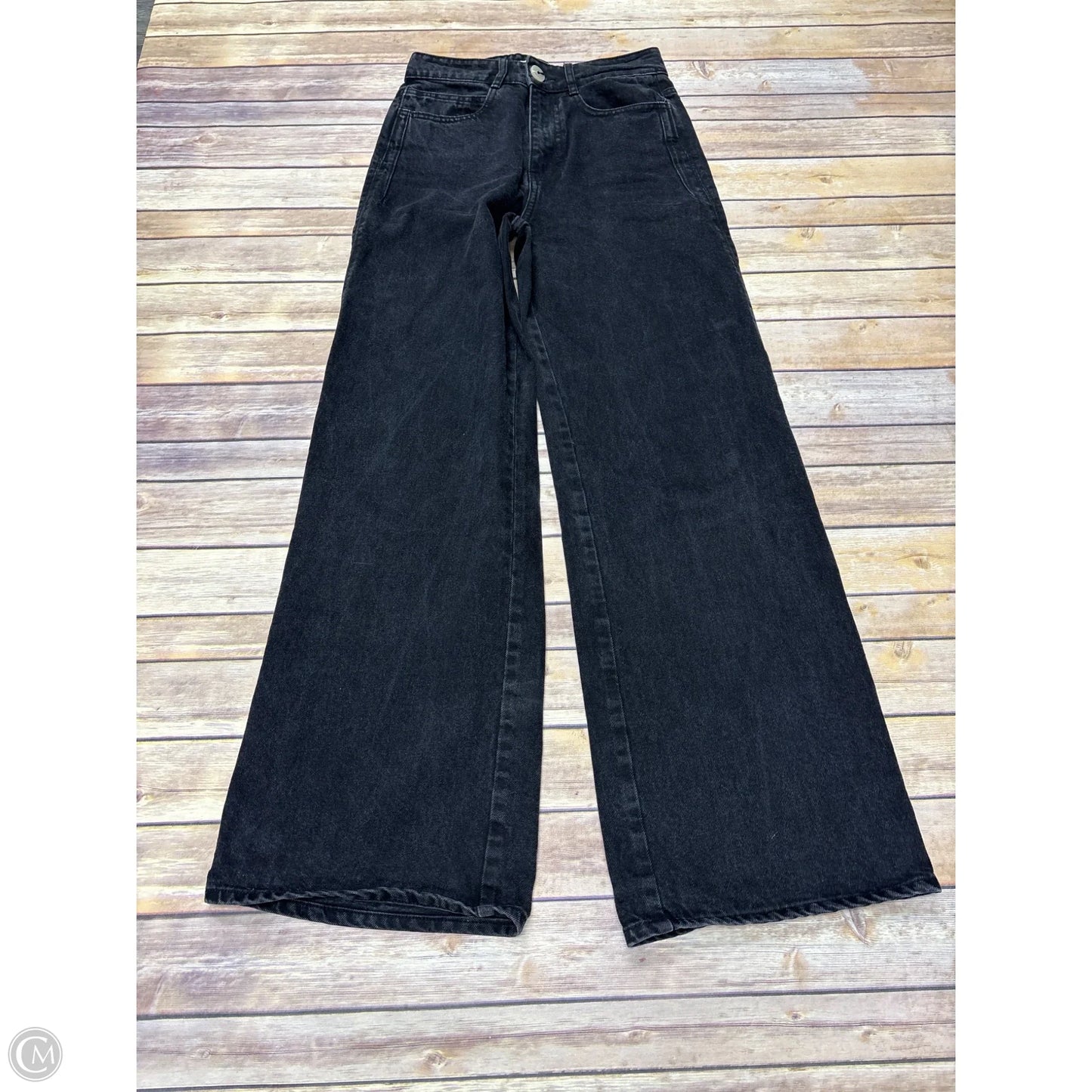 Jeans Wide Leg By Zara In Black Denim, Size: 6