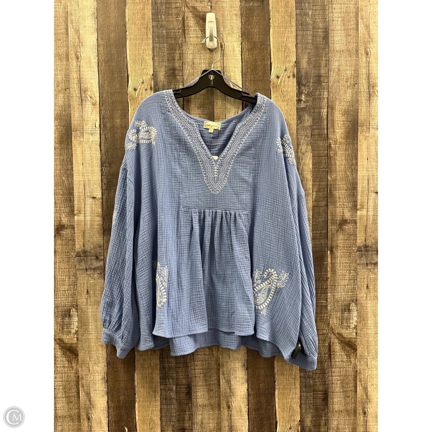 Top Long Sleeve By Cme In Blue, Size: Xxl