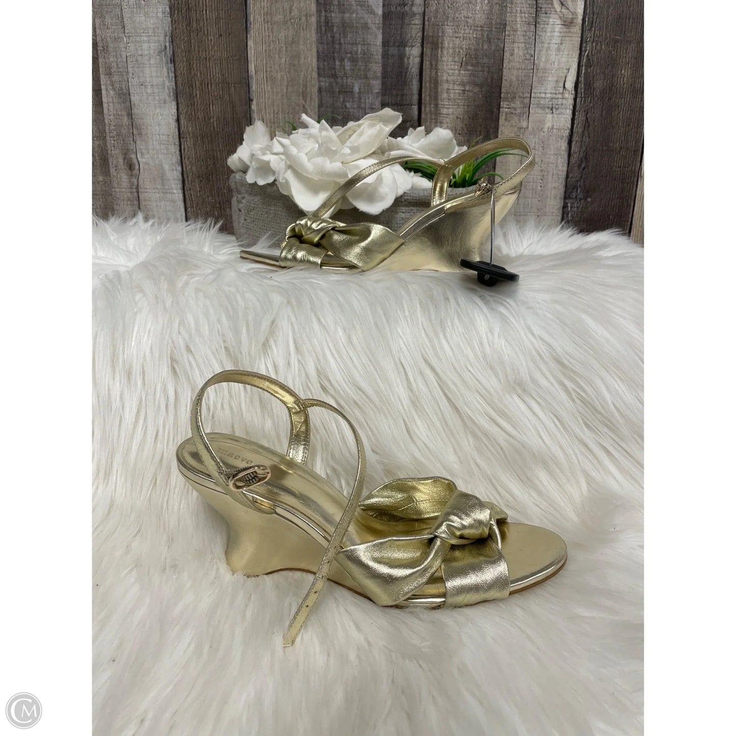 Shoes Heels Wedge By Maeve In Gold, Size: 7