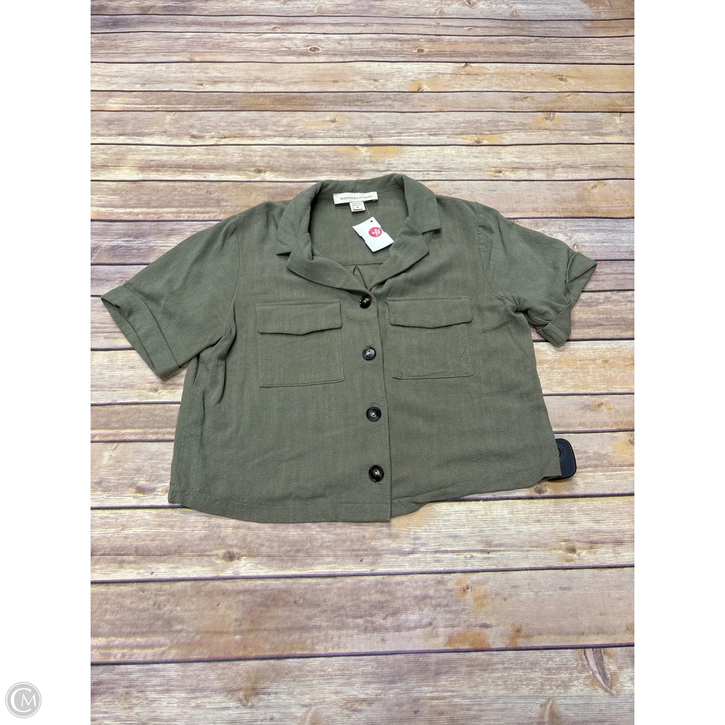 Top Short Sleeve By Monteau In Green, Size: M