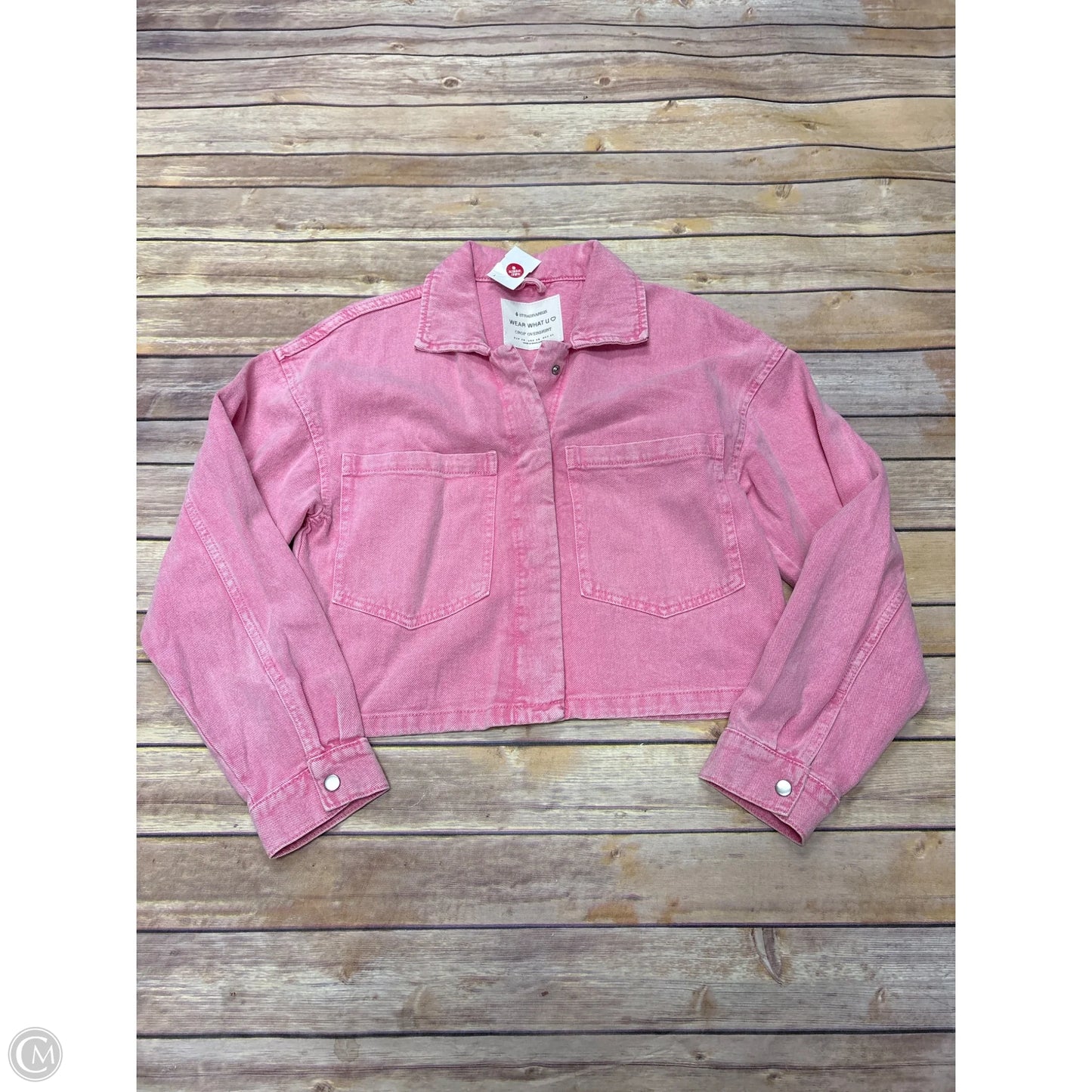 Jacket Denim By Stradivarius In Pink Denim, Size: Xs