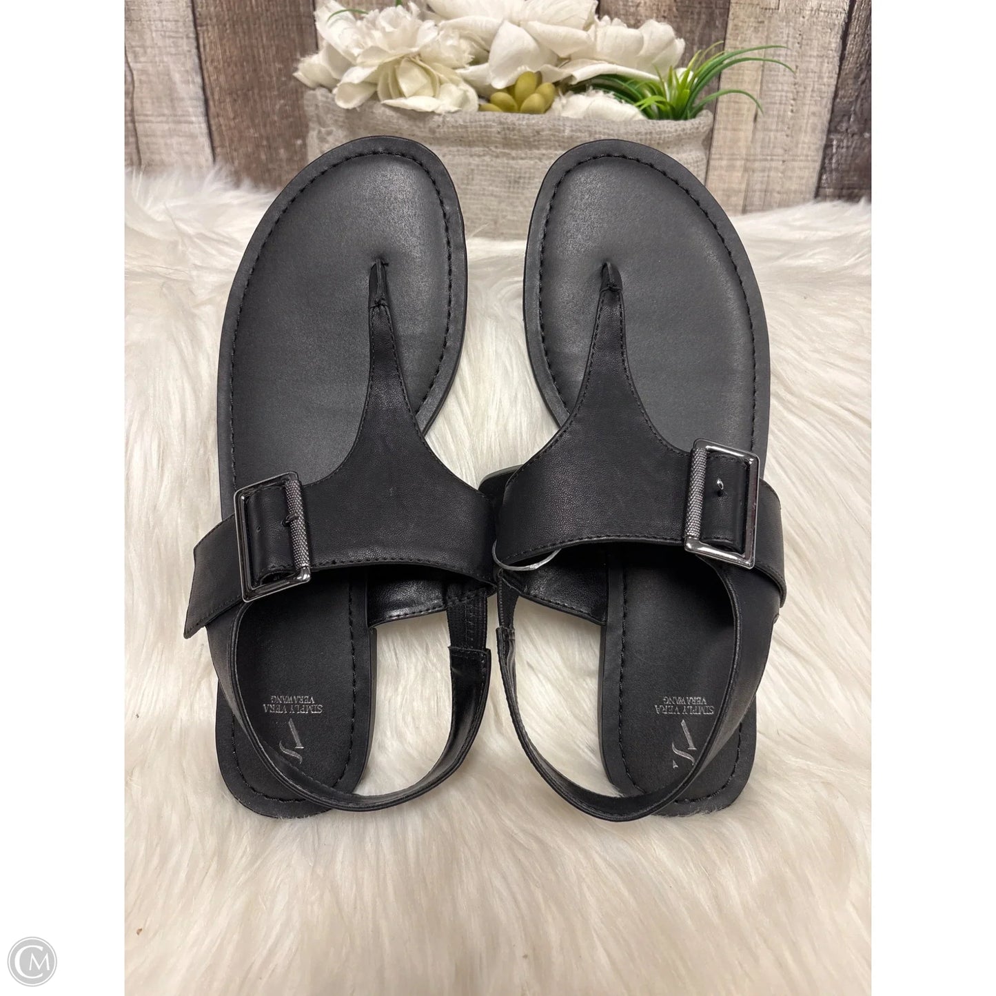 Sandals Flats By Simply Vera In Black, Size: 10
