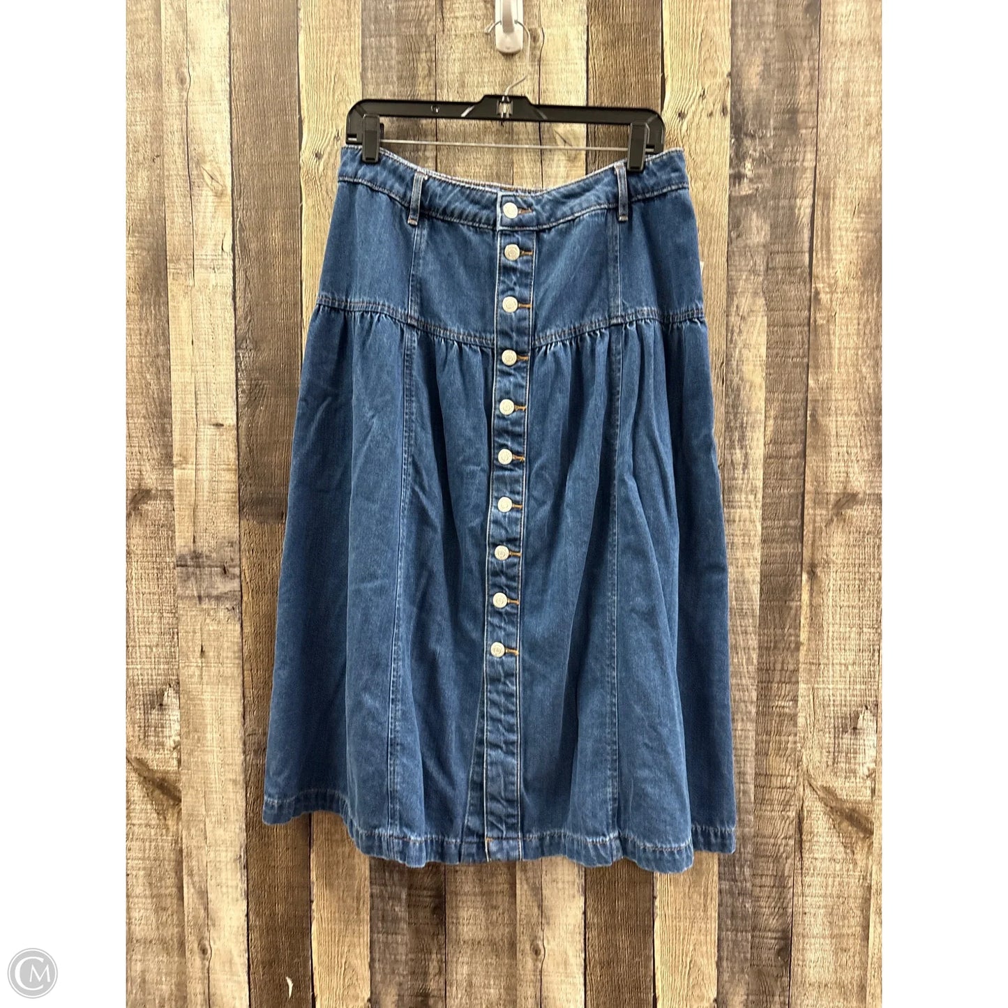 Skirt Midi By Loft In Blue Denim, Size: M