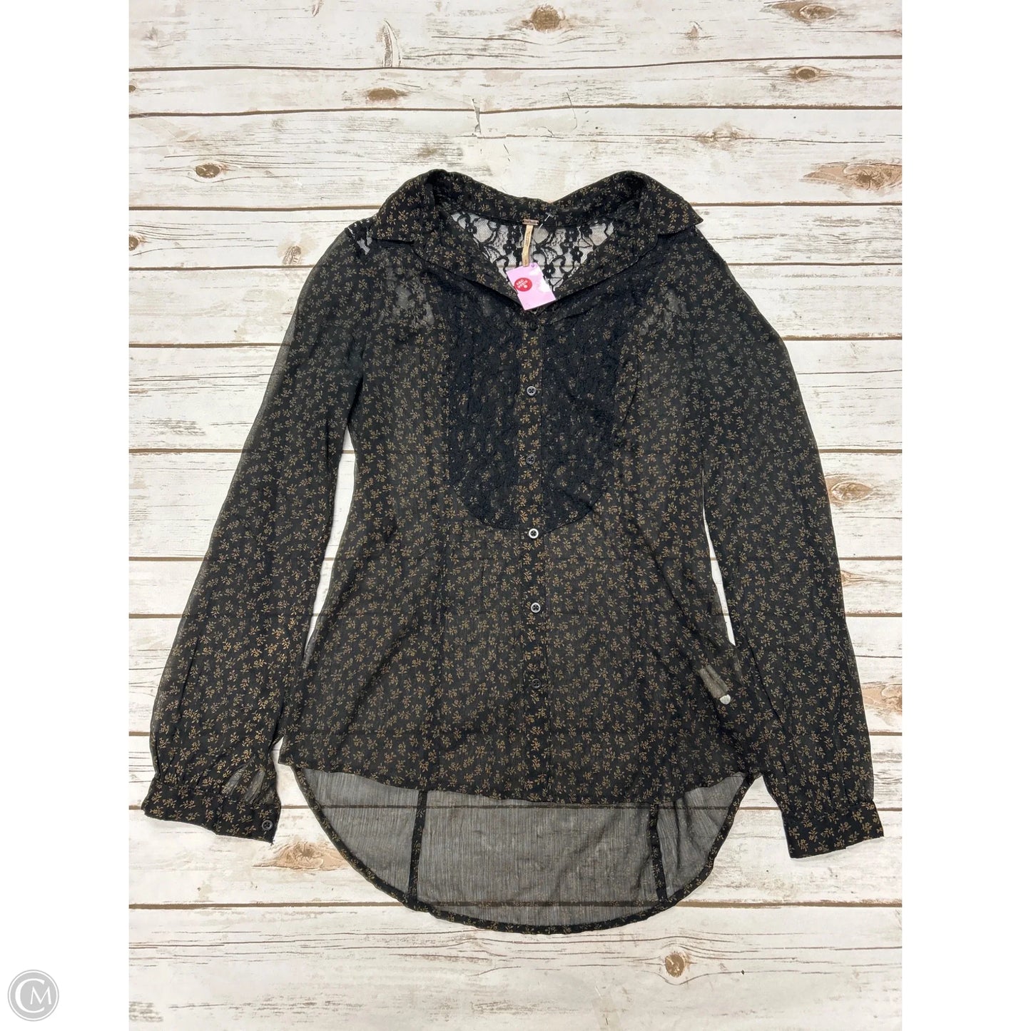 Top Long Sleeve By Free People In Black & Brown, Size: S