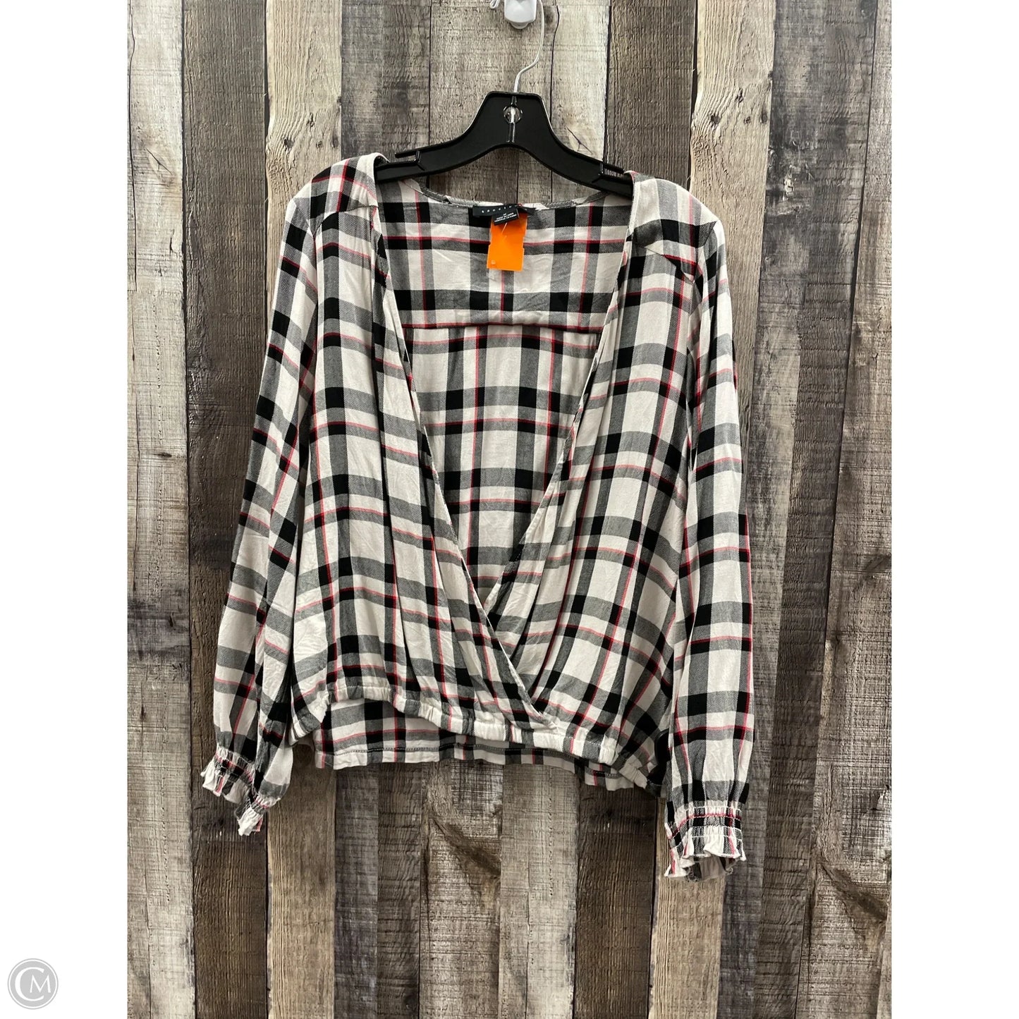 Top Long Sleeve By Sanctuary In Plaid Pattern, Size: M