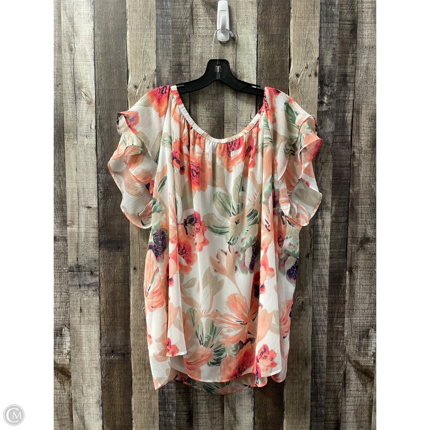 Top Short Sleeve By St Johns Bay In Floral Print, Size: 3x