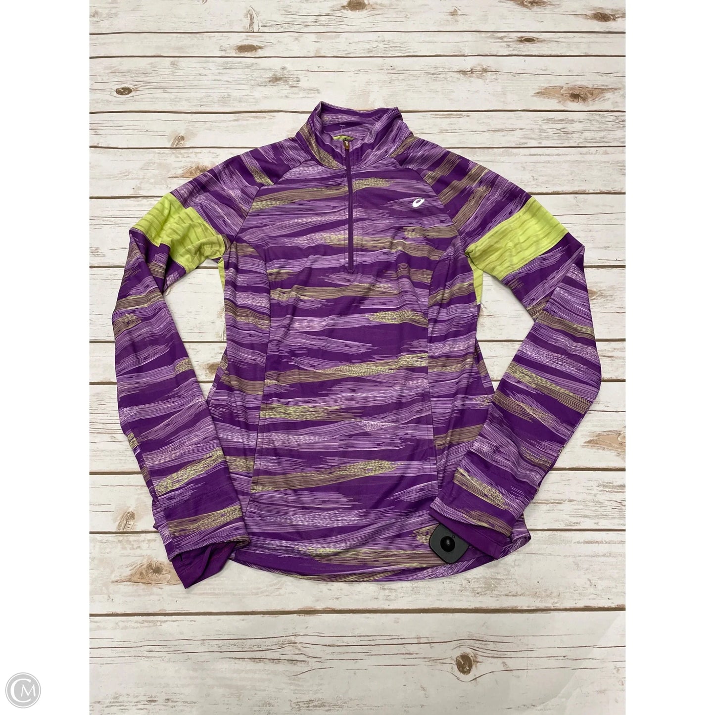 Athletic Jacket By Asics In Purple & Yellow, Size: S