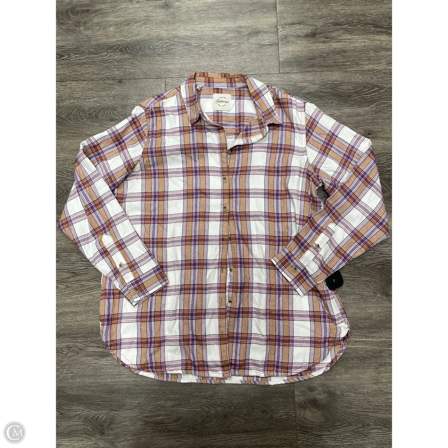 Top Long Sleeve By Jachs Girlfirend In Plaid Pattern, Size: L
