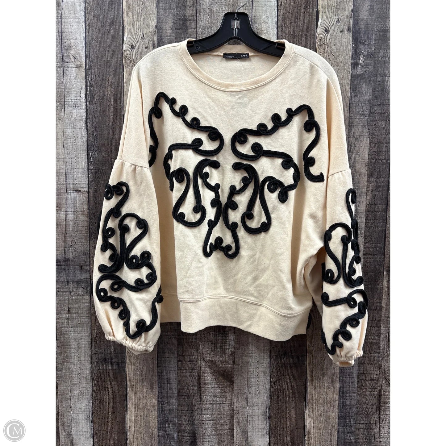 Sweatshirt Collar By Zara In Beige, Size: S